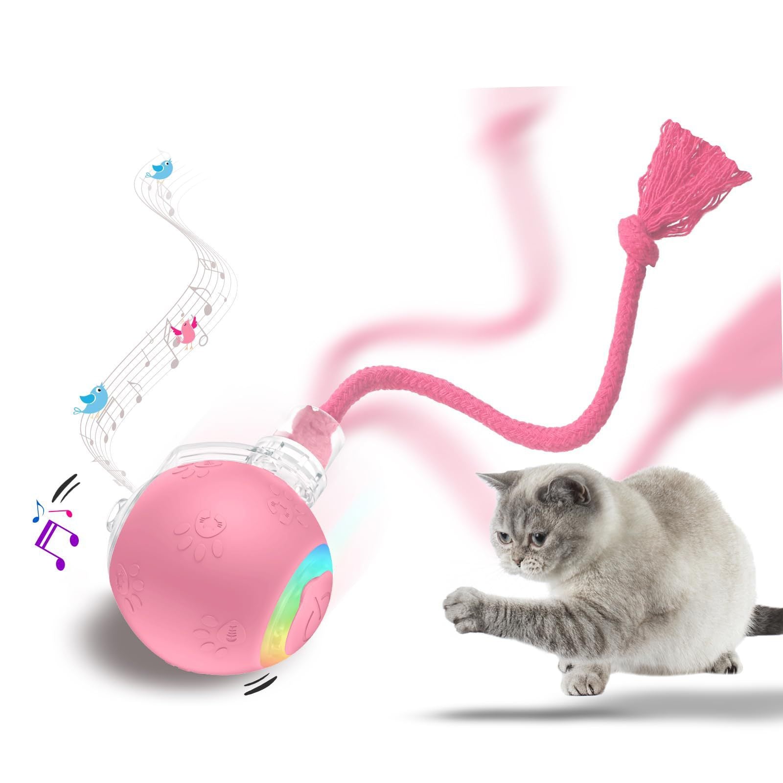 Self-Moving Gravity Cat Toy - Automatic Rope Teaser with Smart Motion Sensor for Playful Cats
