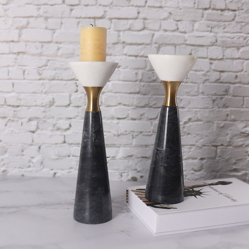 Elegant Marble & Metal Candlestick – Handcrafted Dinner Table Decor for Luxury Gifting