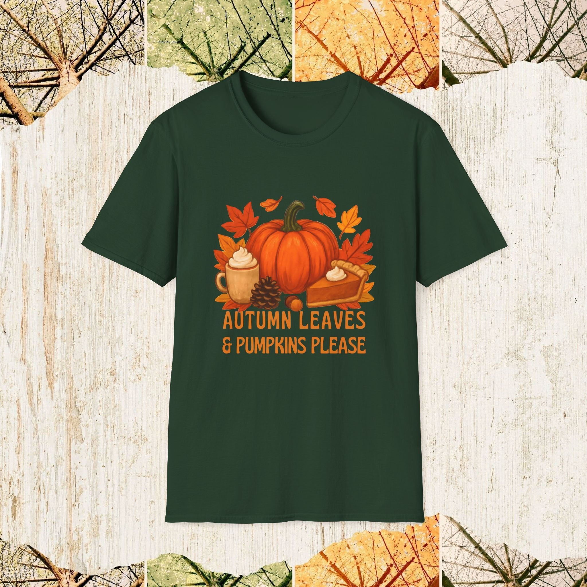 Autumn Leaves & Pumpkins Please Cozy Fall Shirt, Pumpkin Spice Tee, Autumn Aesthetic Apparel