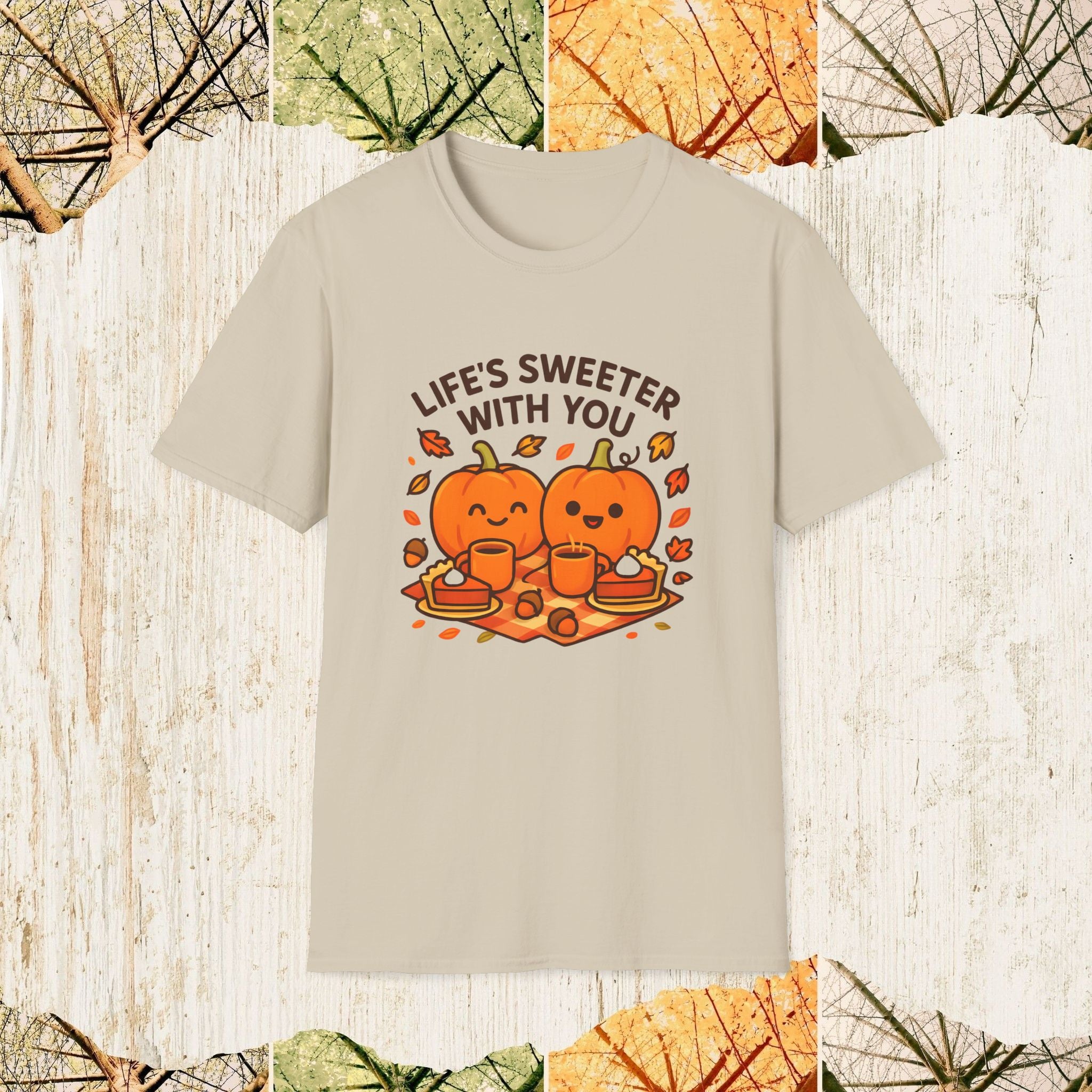 Life’s Sweeter With You Autumn Cozy Shirt, Fall Couple Tee, Pumpkin Season Love Apparel