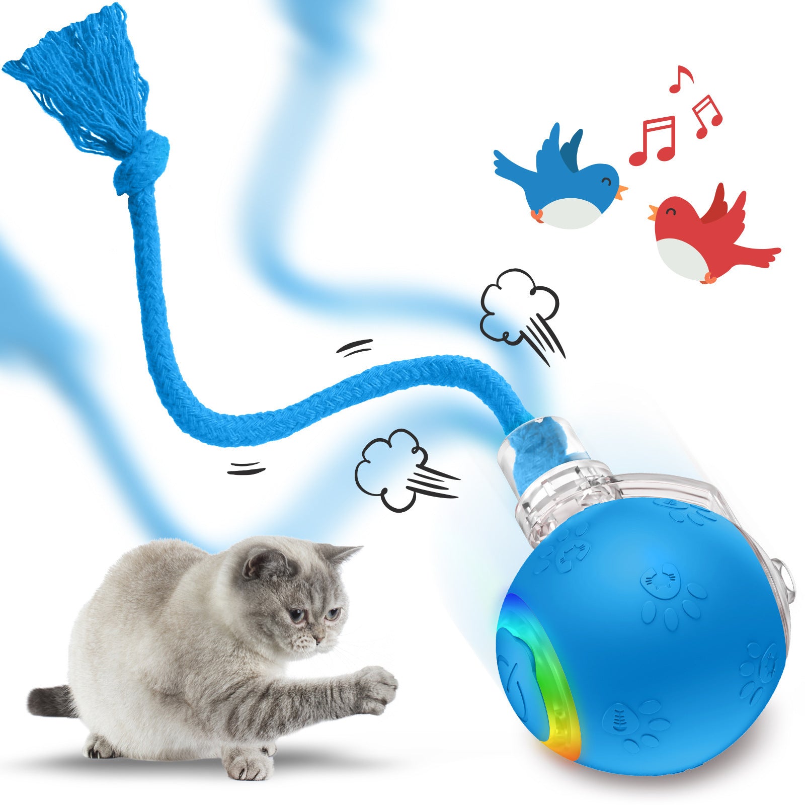 Self-Moving Gravity Cat Toy - Automatic Rope Teaser with Smart Motion Sensor for Playful Cats