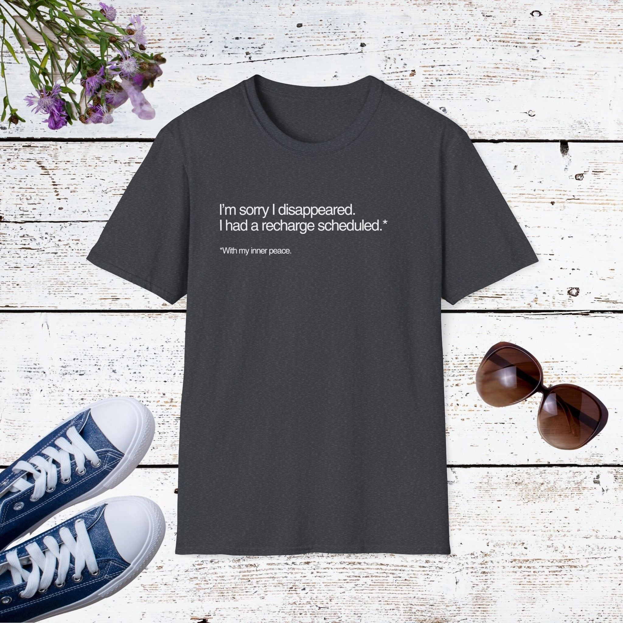 I’m Sorry I Disappeared Funny Introvert Recharge Shirt, Social Battery Humor Tee, Self-Care Gift