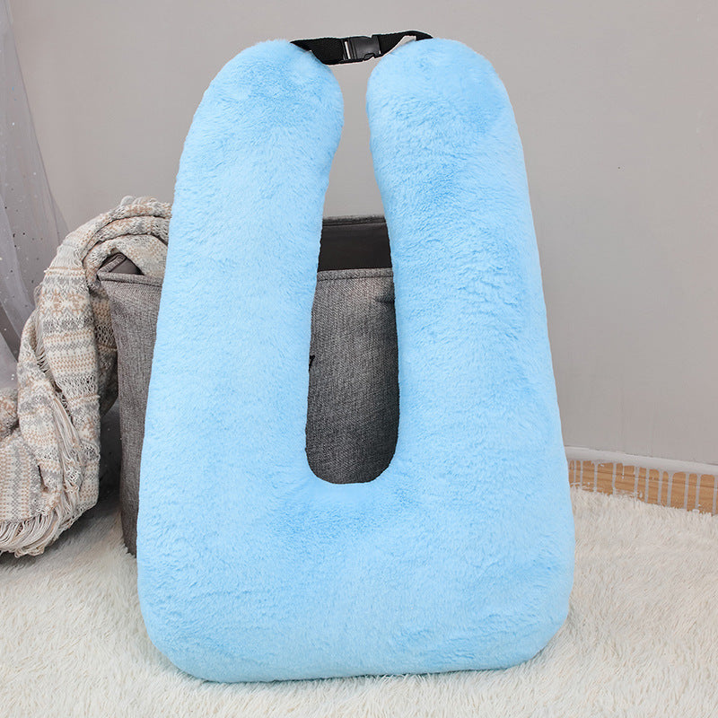 U-Shaped Travel Pillow for Kids & Adults – Soft Fur Car Seatbelt Pillow, Neck Support Cushion for Long Trips, Planes & Cars
