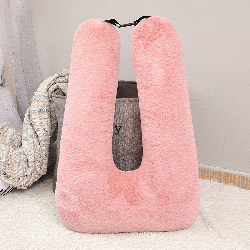 U-Shaped Travel Pillow for Kids & Adults – Soft Fur Car Seatbelt Pillow, Neck Support Cushion for Long Trips, Planes & Cars