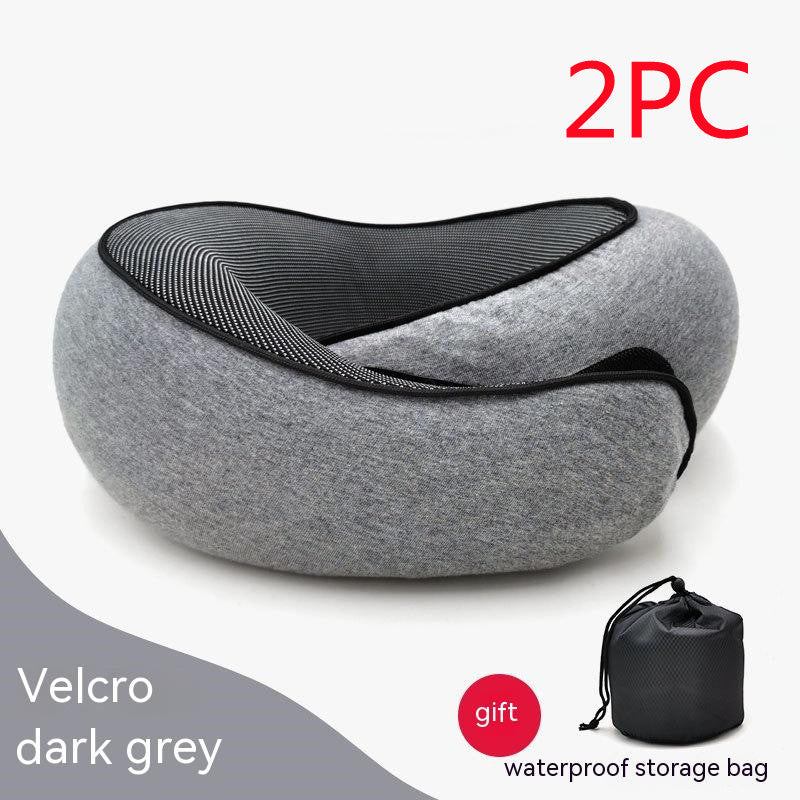 Memory Foam Travel Neck Pillow U-Shaped Ergonomic Support with Chin Strap & Anti-Slip Portable for Planes, Cars, Office
