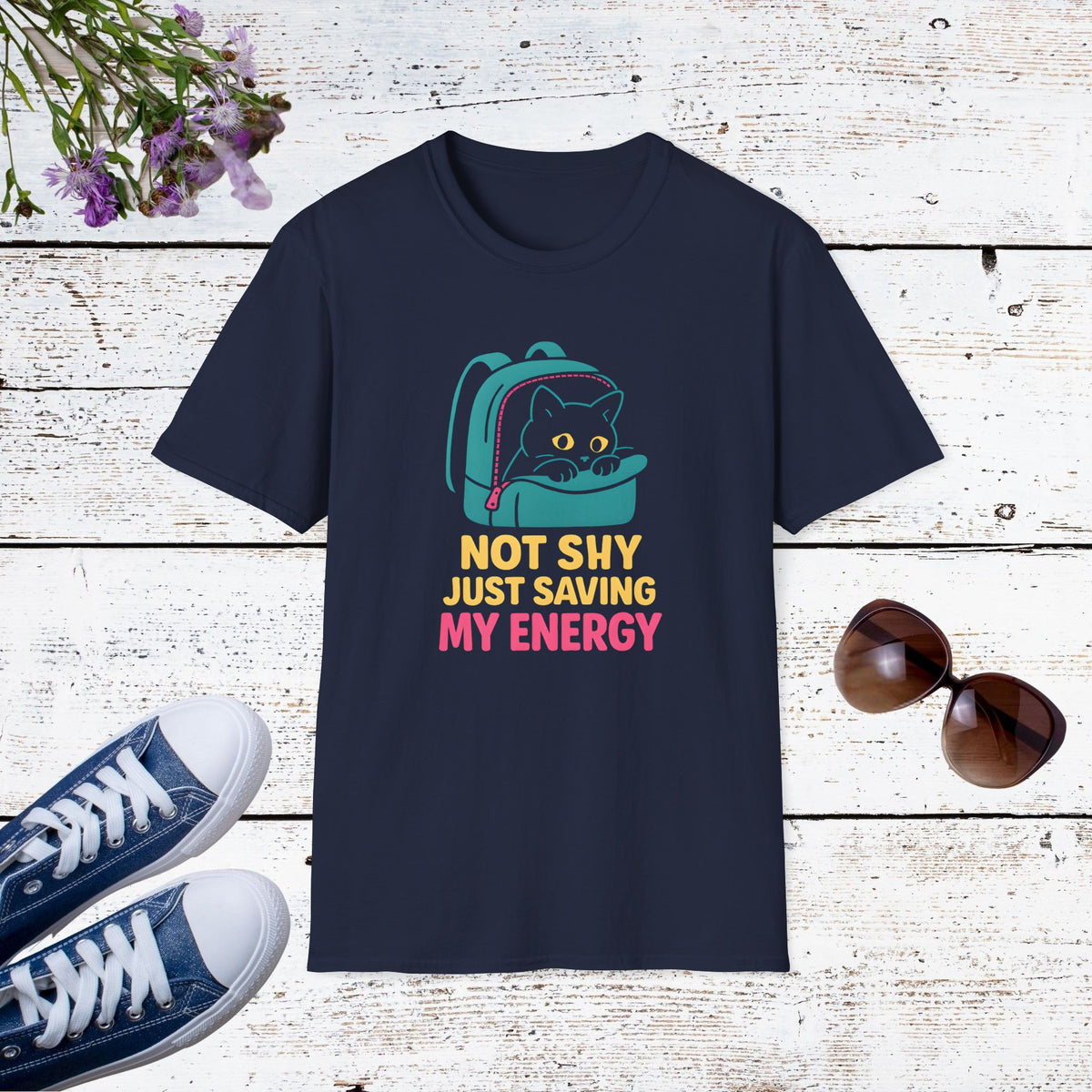 Not Shy Just Saving My Energy Funny Introvert Shirt, Social Battery Humor Tee, Casual Gift for Homebodies