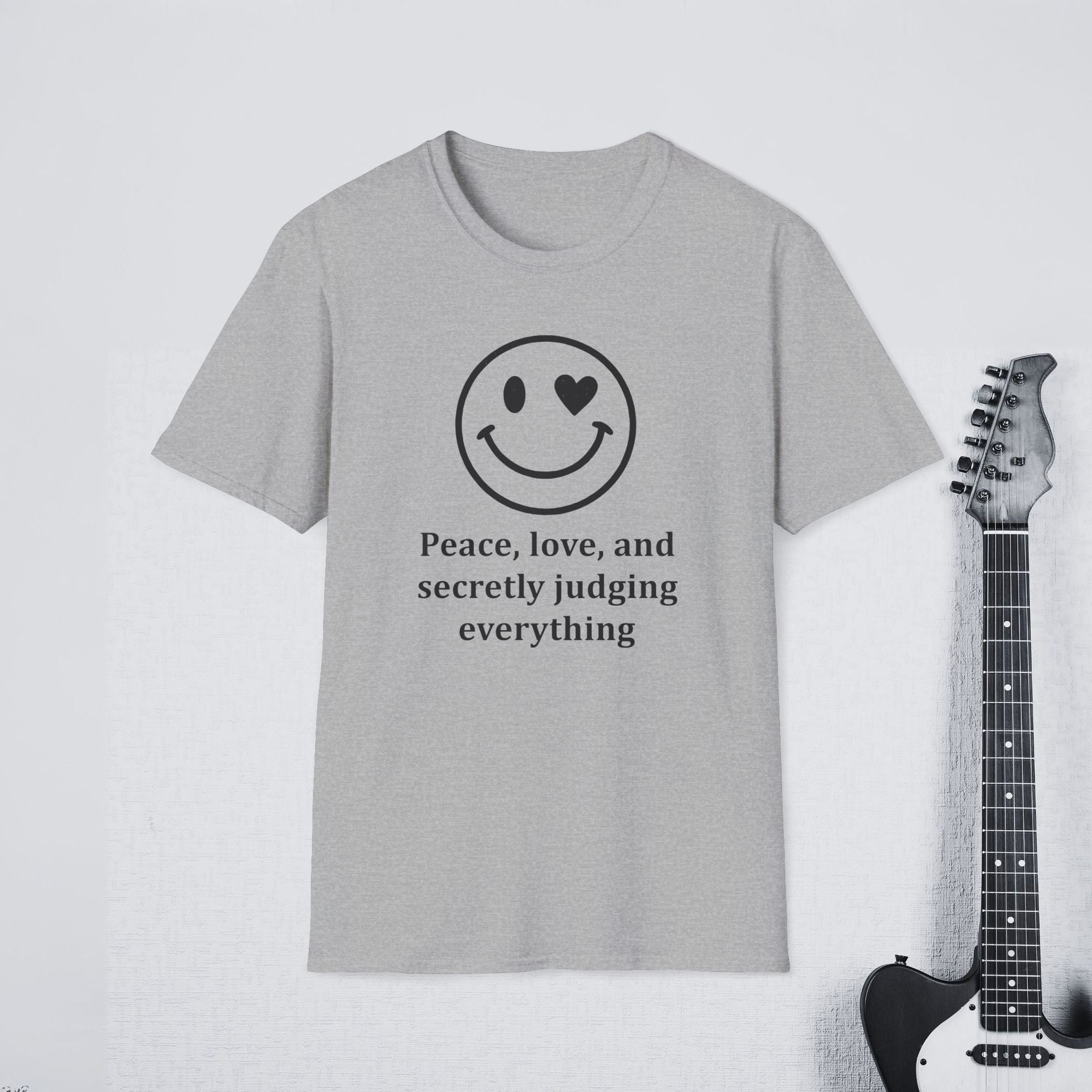 Peace Love and Secretly Judging Everything Sarcastic Humor Shirt, Funny Introvert Tee, Witty Streetwear Apparel