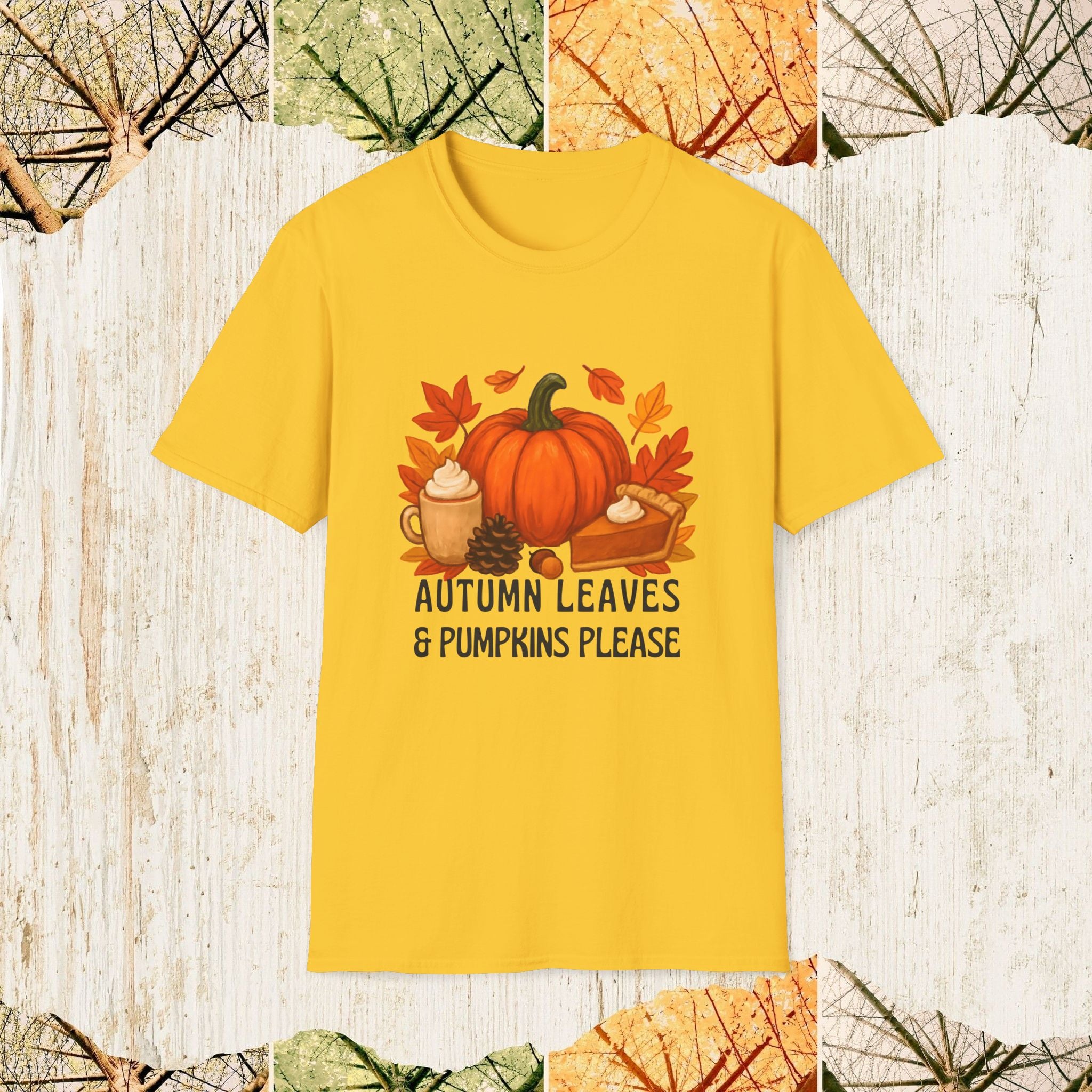 Autumn Leaves & Pumpkins Please Cozy Fall Shirt, Pumpkin Spice Tee, Autumn Aesthetic Apparel