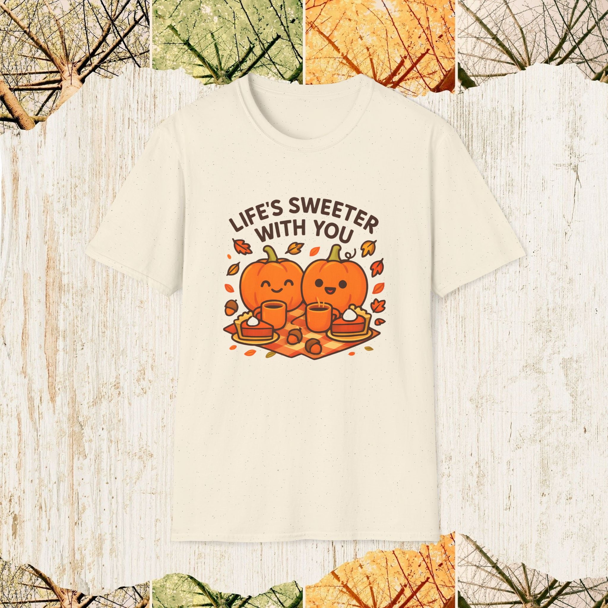 Life’s Sweeter With You Autumn Cozy Shirt, Fall Couple Tee, Pumpkin Season Love Apparel