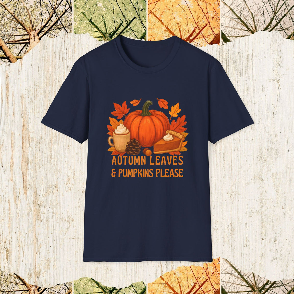 Autumn Leaves & Pumpkins Please Cozy Fall Shirt, Pumpkin Spice Tee, Autumn Aesthetic Apparel