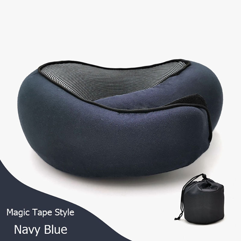 Memory Foam Travel Neck Pillow U-Shaped Ergonomic Support with Chin Strap & Anti-Slip Portable for Planes, Cars, Office