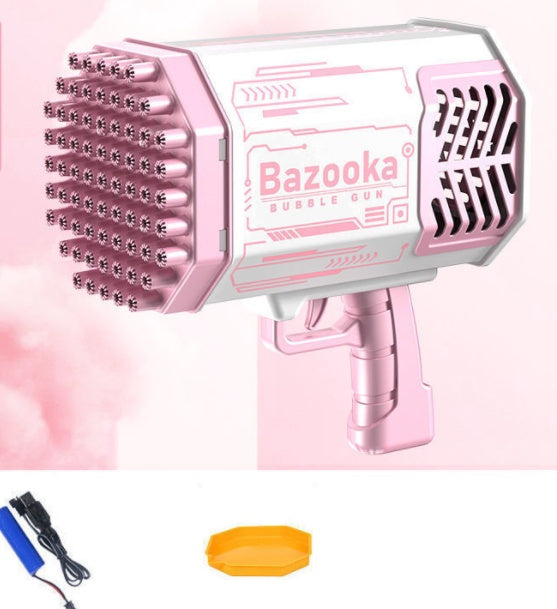 Pomperos Bubble Machine Gun – High-Capacity 69-Hole Bubble Blaster with LED Lights – Outdoor/Indoor Kids Toy"