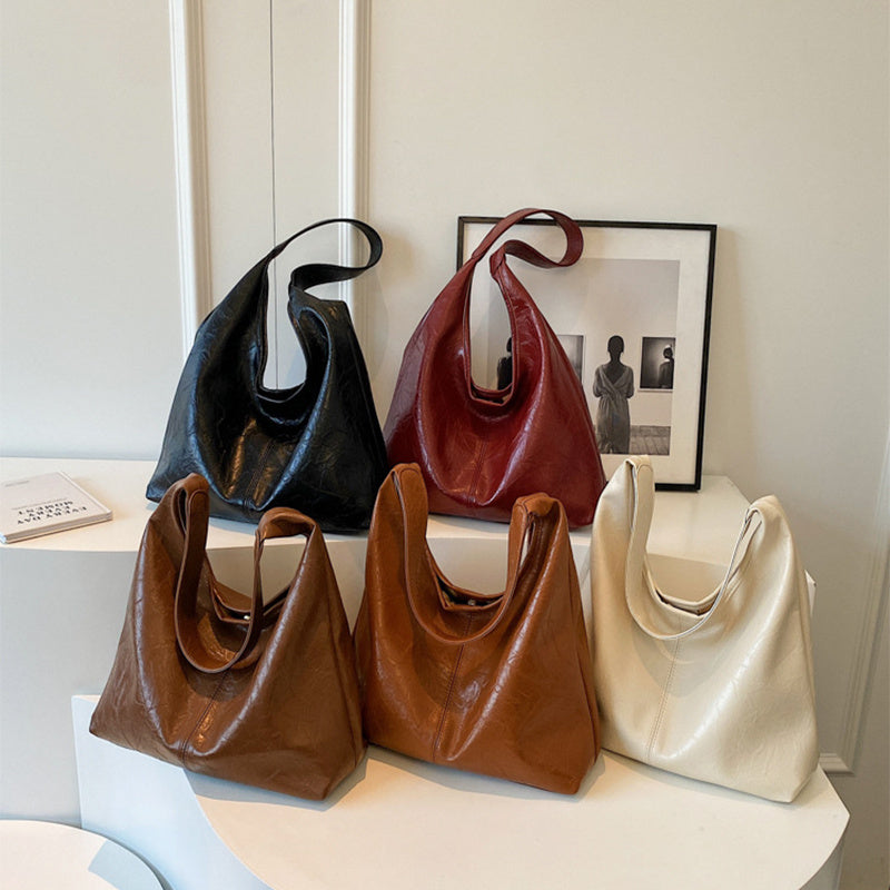 2-Piece PU Shoulder Bag Set – Large Capacity Hobo Tote with Matching Clutch for Daily Use