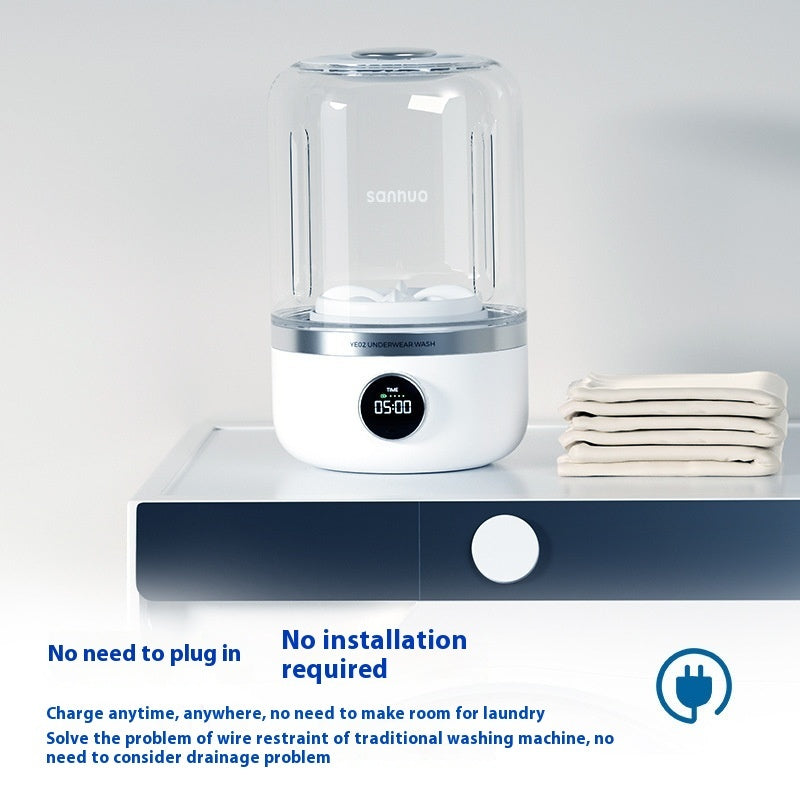 Portable TurboSpin Mini Washer USB Rechargeable Travel Washing Machine for Underwear, Baby Clothes & Gym Wear 5lb Capacity