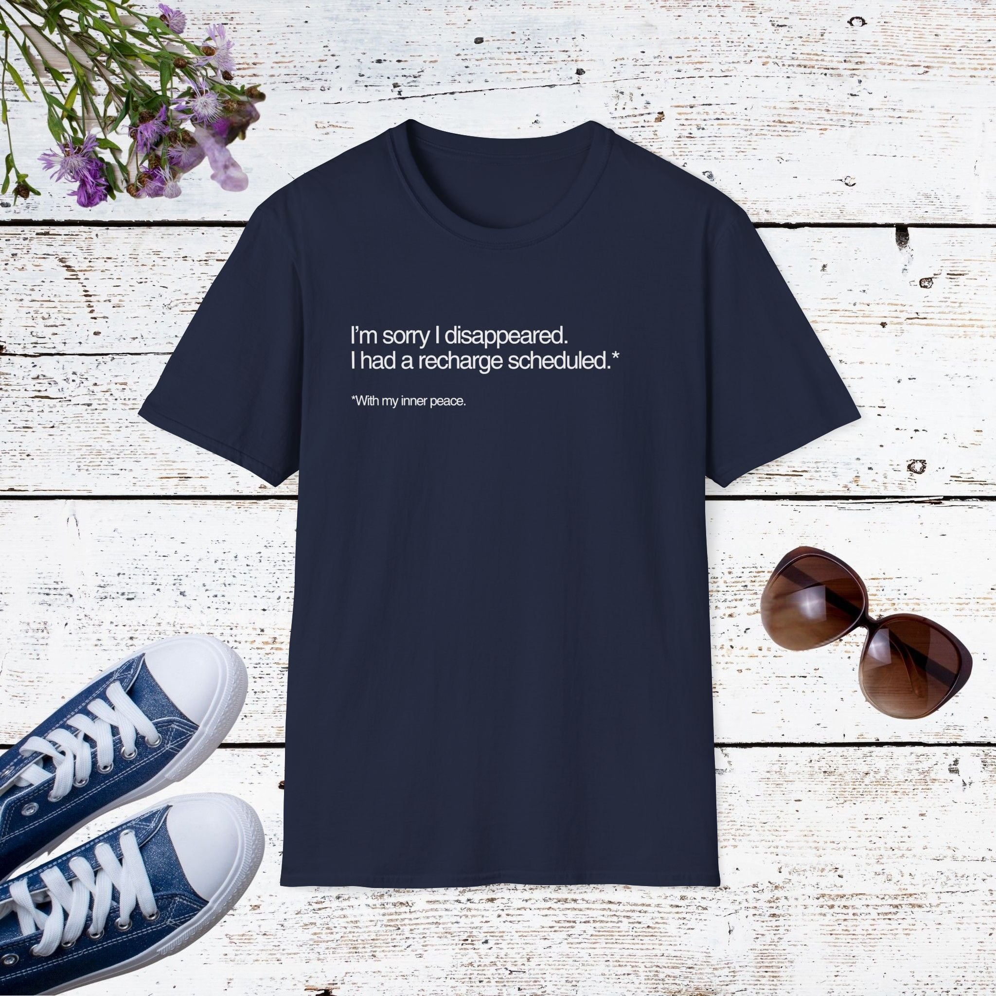 I’m Sorry I Disappeared Funny Introvert Recharge Shirt, Social Battery Humor Tee, Self-Care Gift