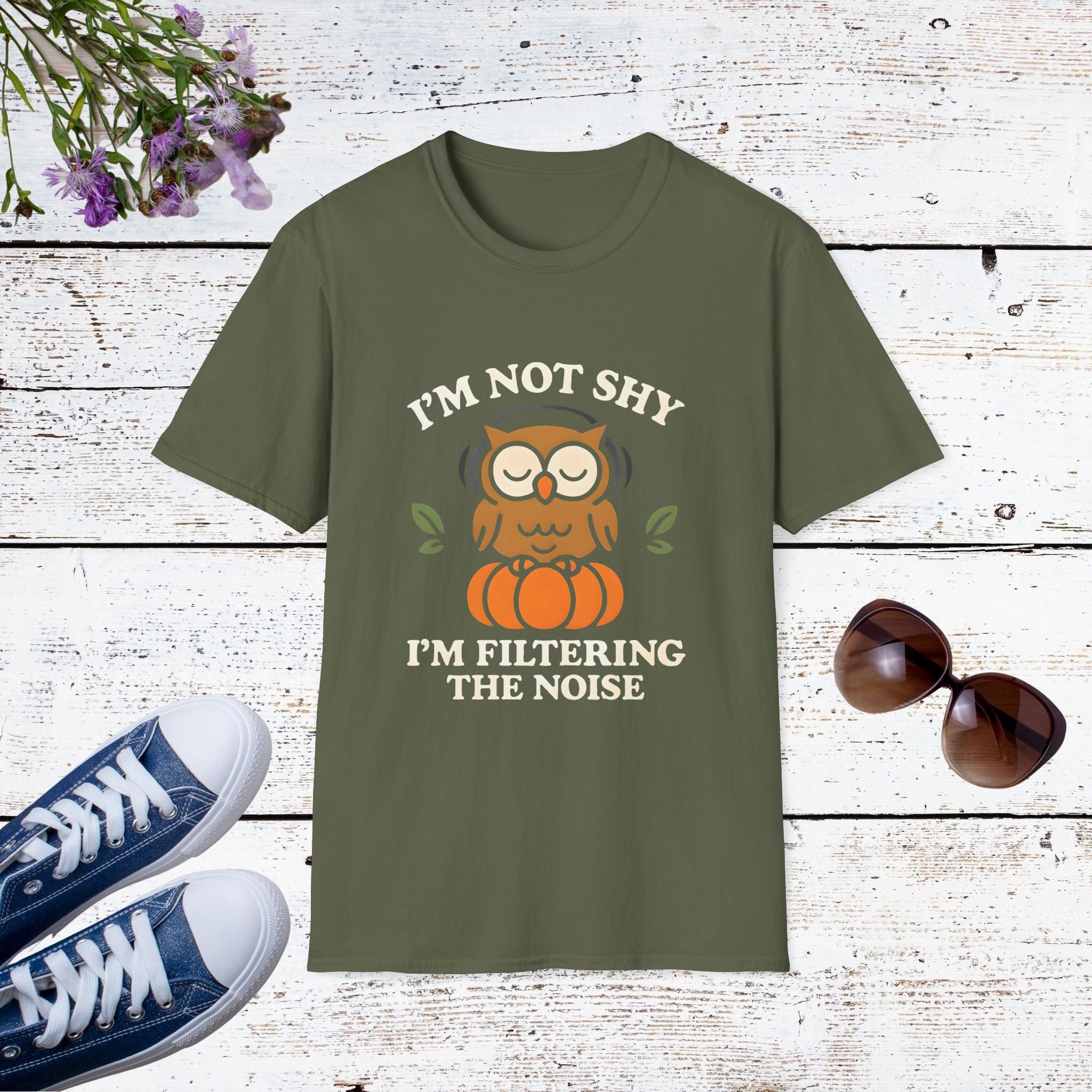 I’m Not Shy I’m Filtering the Noise Funny Introvert Shirt, Social Battery Tee, Quiet Confidence Apparel