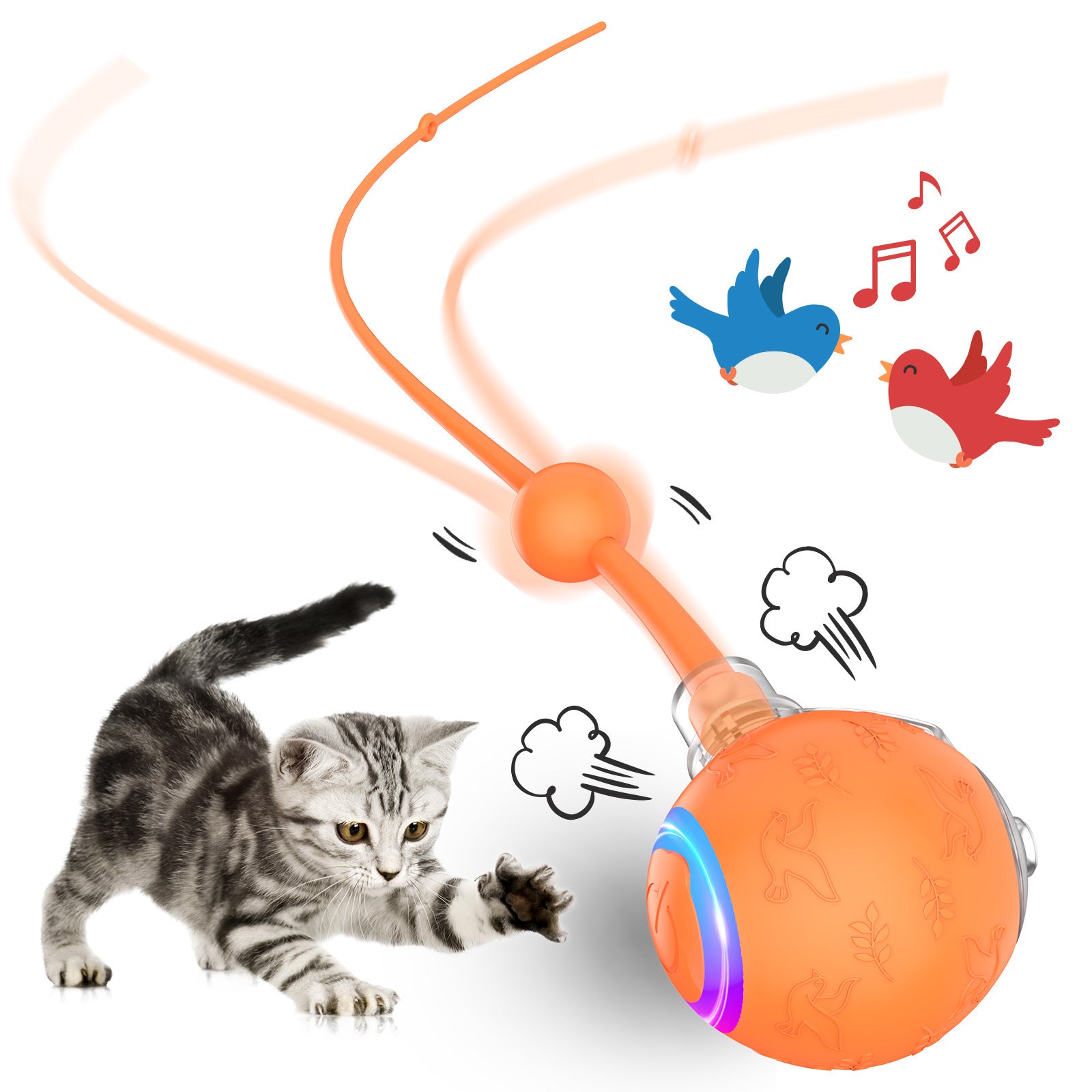 Self-Moving Gravity Cat Toy - Automatic Rope Teaser with Smart Motion Sensor for Playful Cats