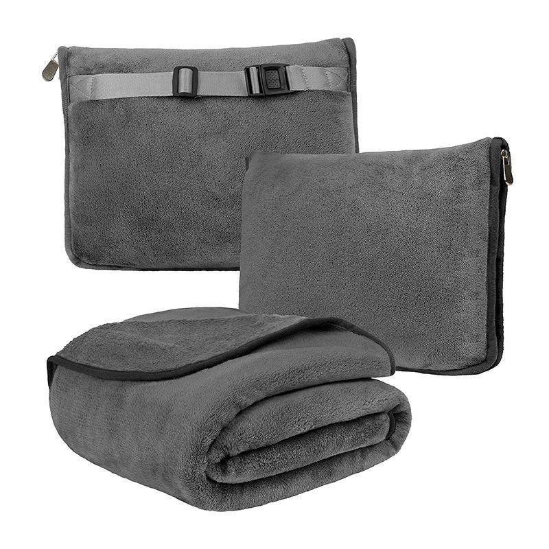 2-in-1 Travel Blanket and Pillow - Ultra-Soft Micro plush Blanket with Portable Case for Plane, Car, Camping, and Office