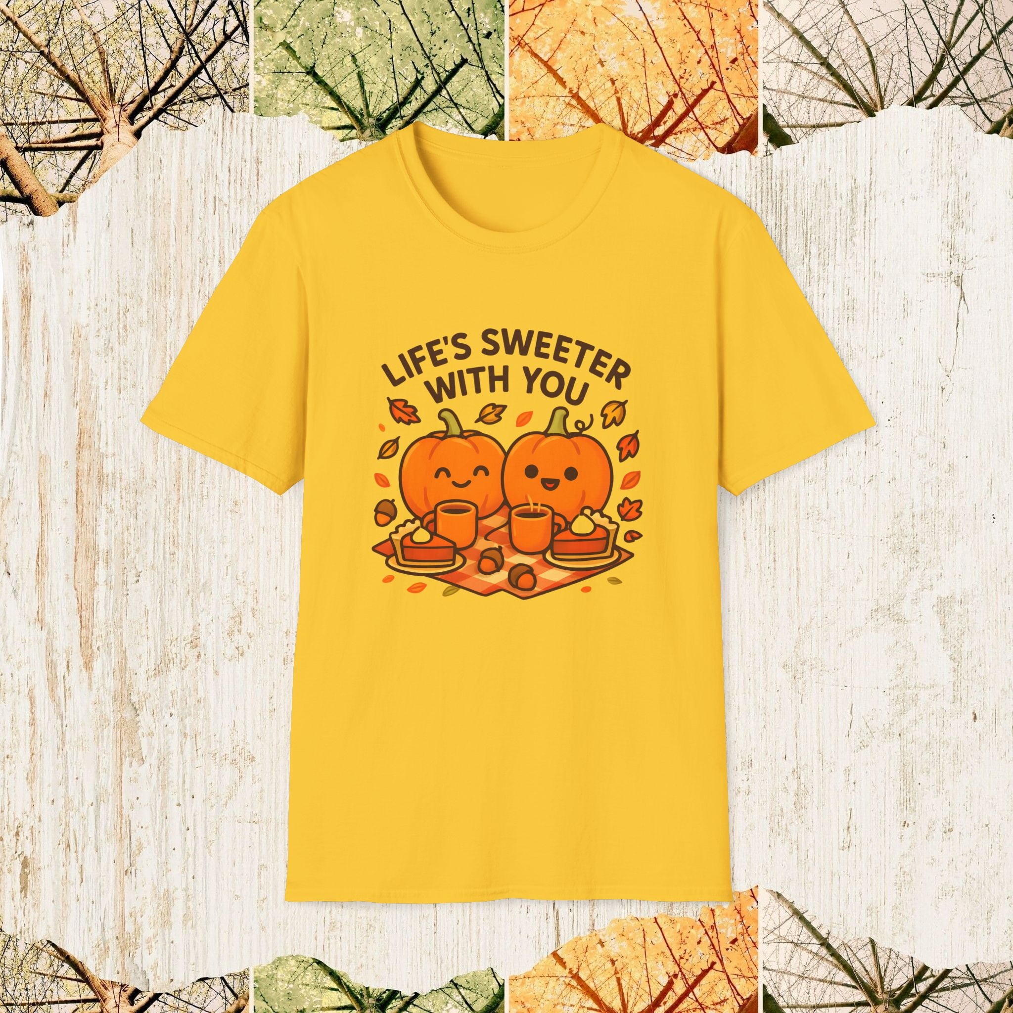 Life’s Sweeter With You Autumn Cozy Shirt, Fall Couple Tee, Pumpkin Season Love Apparel