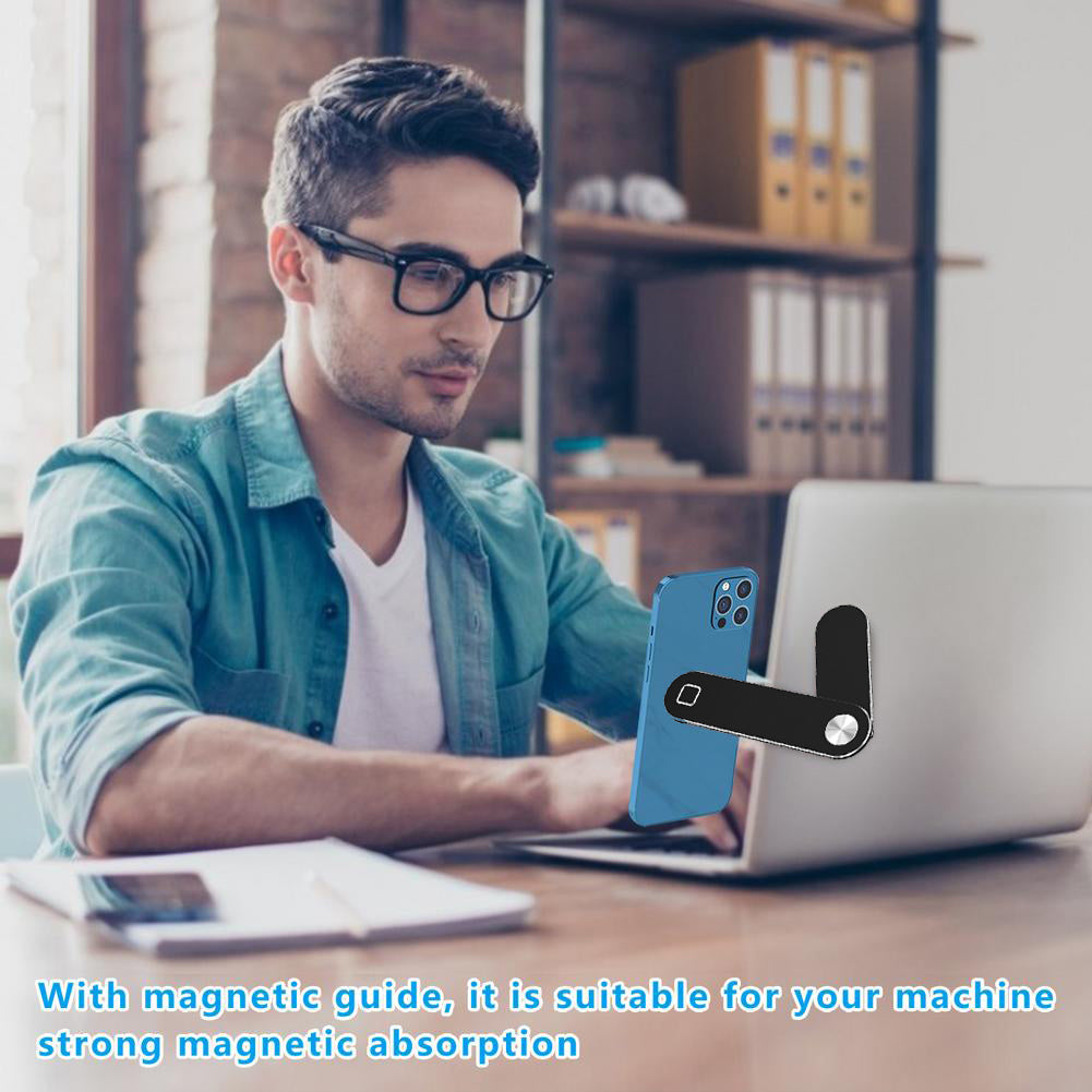Magnetic Laptop Phone Holder - Adjustable Side Mount Clip for Dual Screen Setup, Foldable Aluminum Expansion Bracket