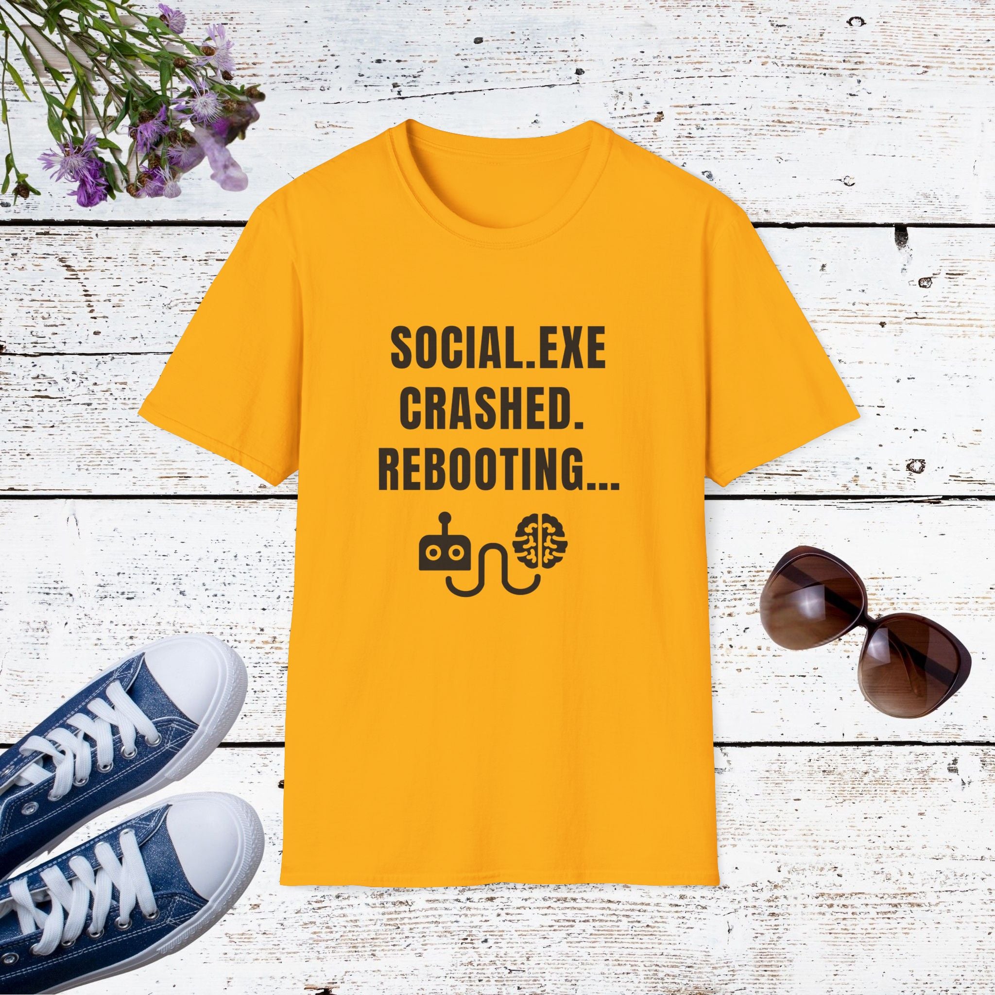 Social.exe Crashed. Rebooting…  Funny Introvert Tech Humor Shirt, Casual Wear, Gamer Shirt, Birthday Gift