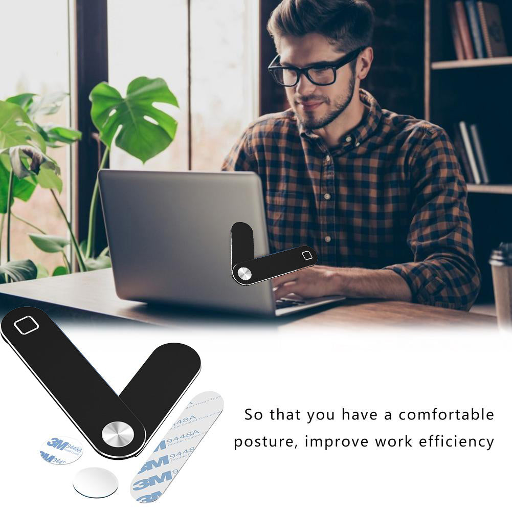 Magnetic Laptop Phone Holder - Adjustable Side Mount Clip for Dual Screen Setup, Foldable Aluminum Expansion Bracket