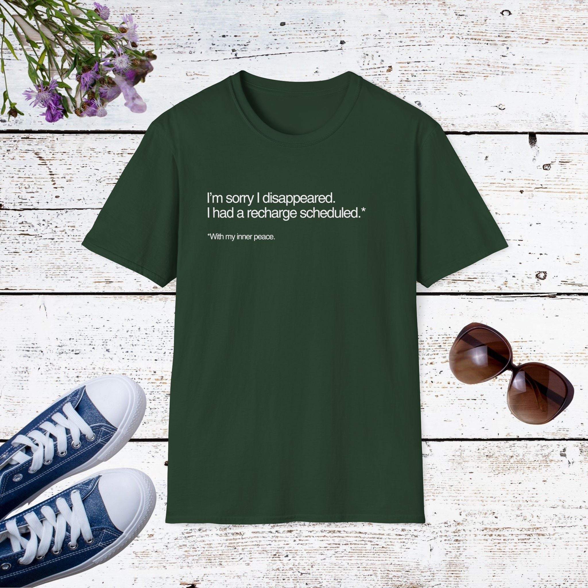 I’m Sorry I Disappeared Funny Introvert Recharge Shirt, Social Battery Humor Tee, Self-Care Gift