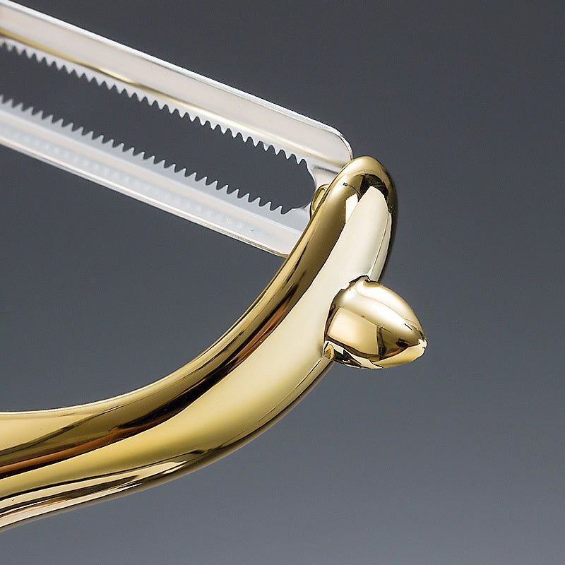 Dual-Blade Wonder Peeler - Wood-Grip Stainless Steel, Serrated & Flat Blades for All Produce