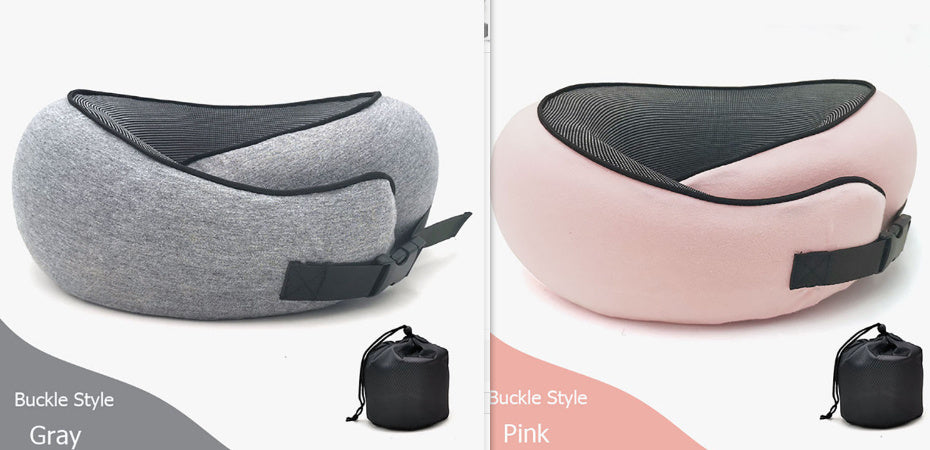 Memory Foam Travel Neck Pillow U-Shaped Ergonomic Support with Chin Strap & Anti-Slip Portable for Planes, Cars, Office