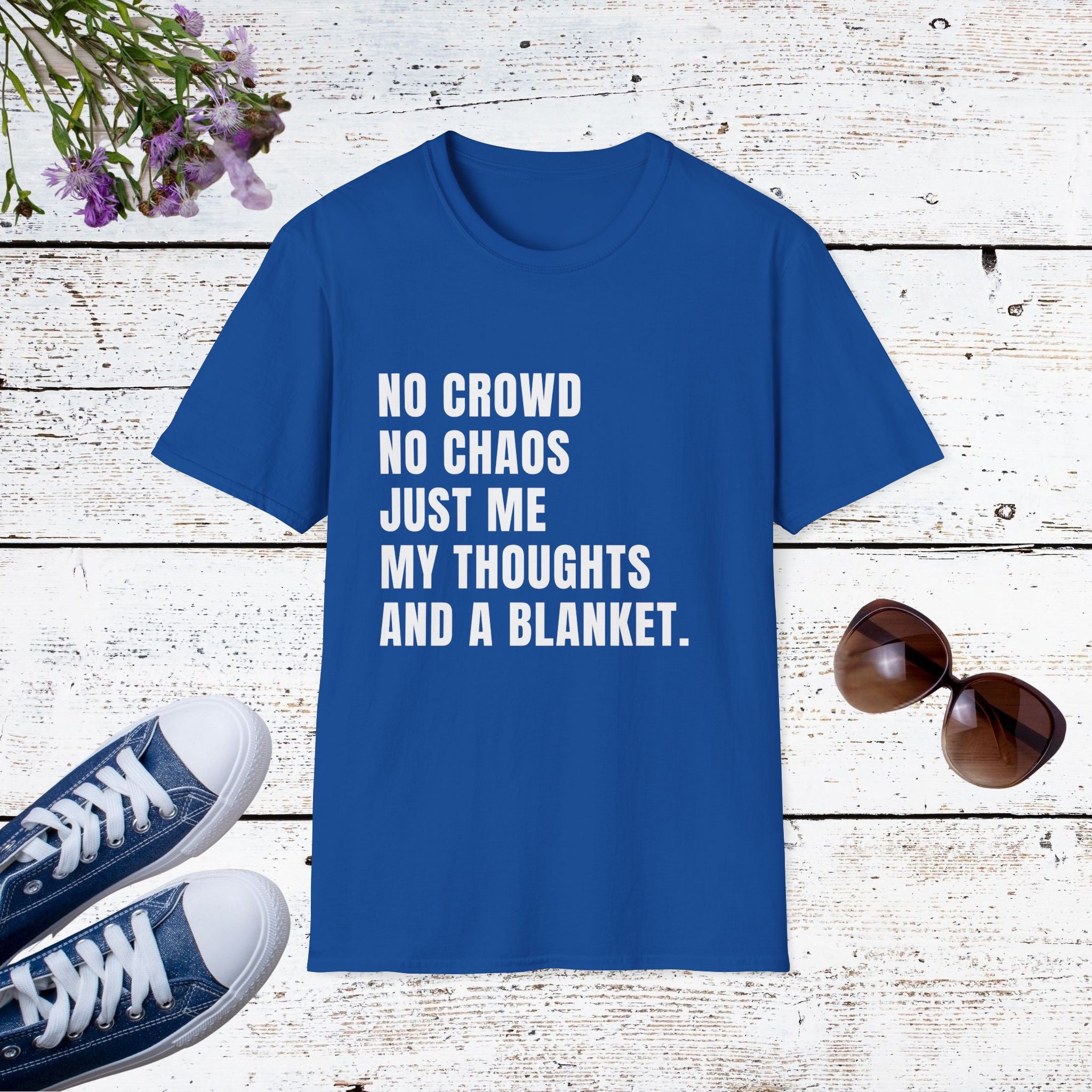 No Crowd No Chaos Cozy Introvert Shirt, Funny Self-Care Tee, Comfort & Blanket Lover Gift