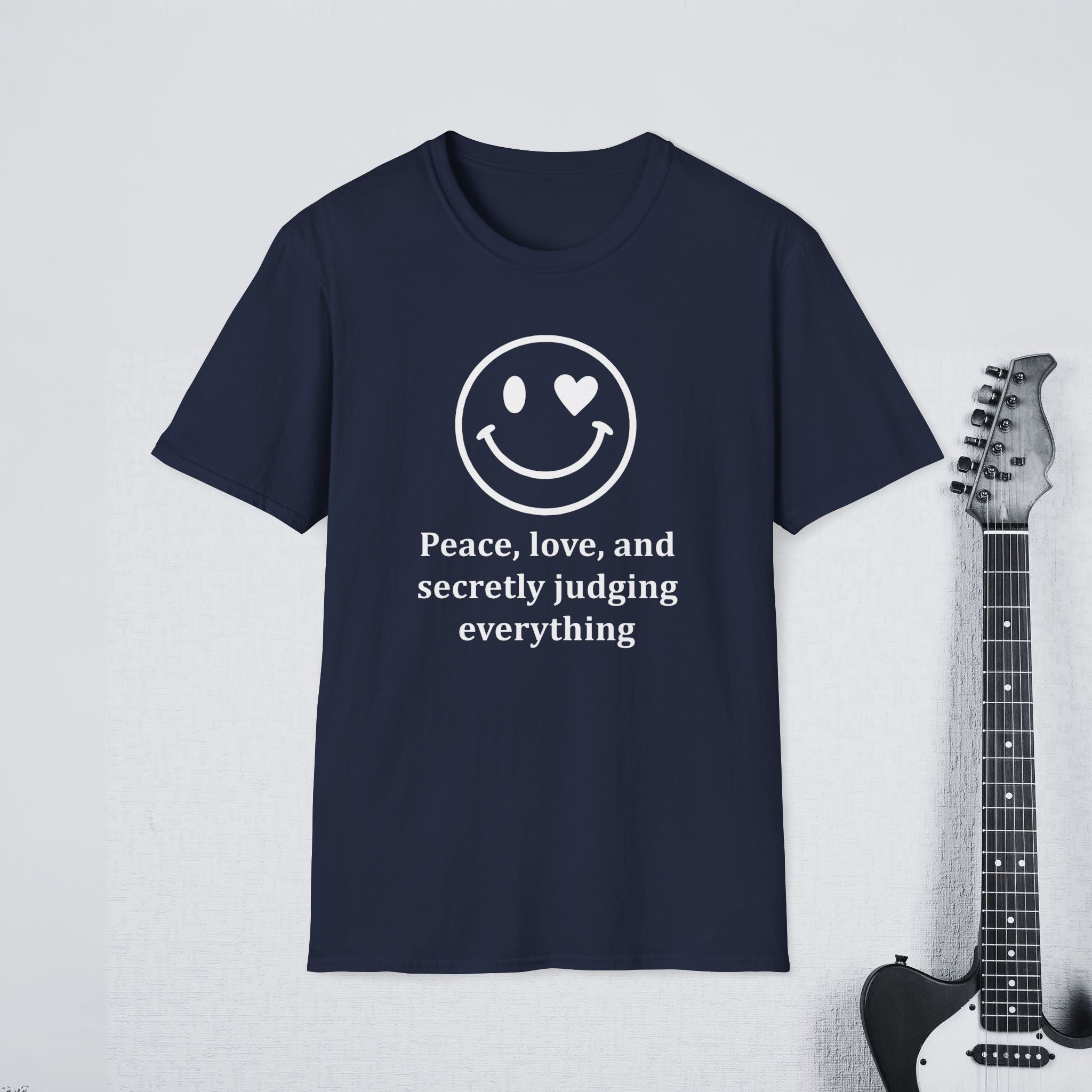 Peace Love and Secretly Judging Everything Sarcastic Humor Shirt, Funny Introvert Tee, Witty Streetwear Apparel