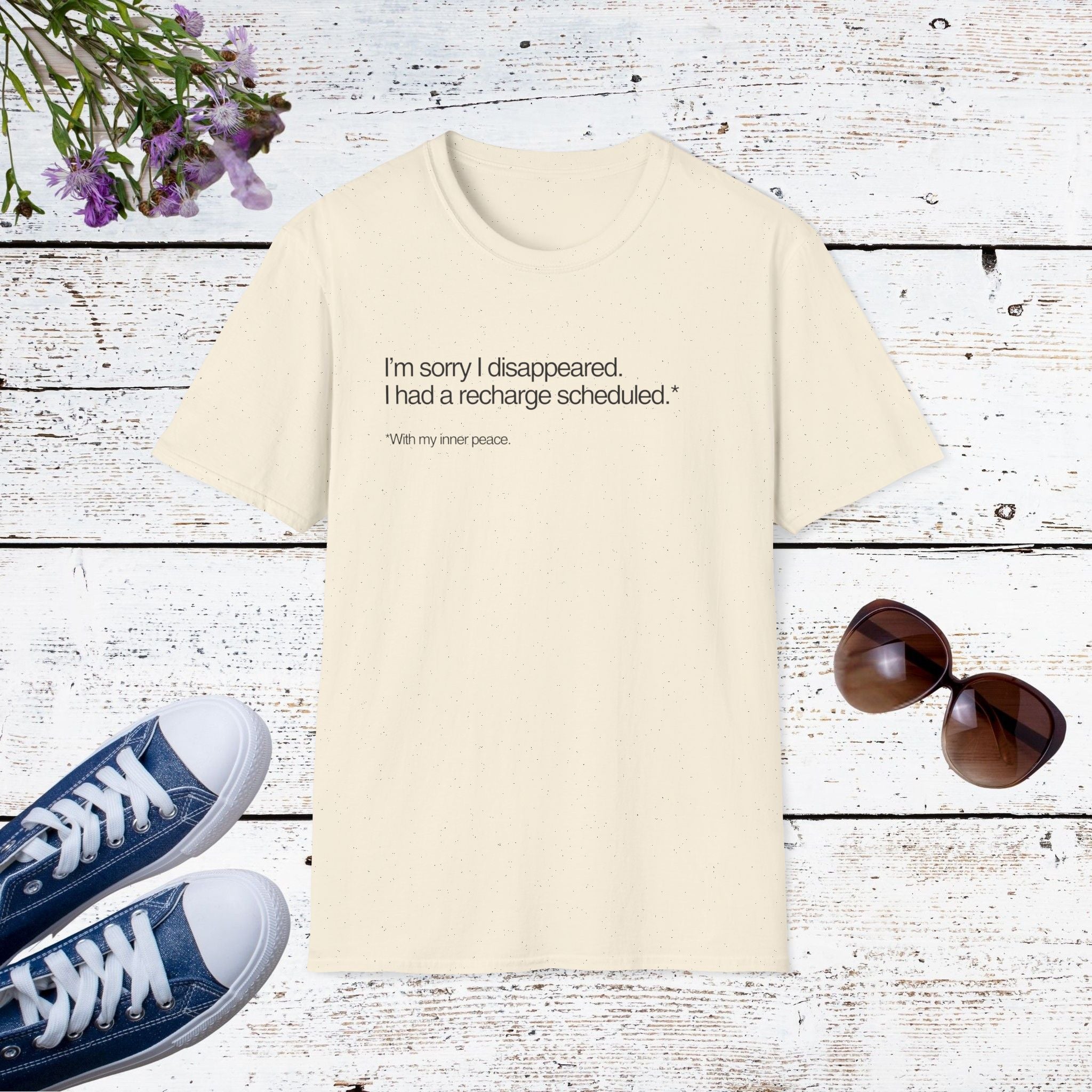 I’m Sorry I Disappeared Funny Introvert Recharge Shirt, Social Battery Humor Tee, Self-Care Gift