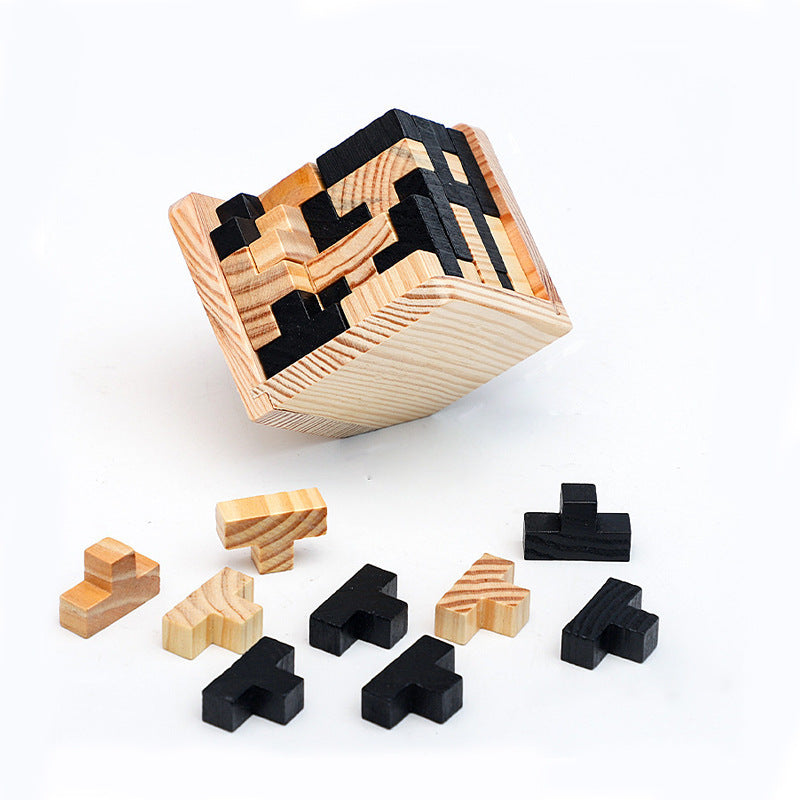 3D Wooden Interlocking Puzzle - Luban Lock Tangram Educational Toy - STEM Learning Brain Game for All Ages