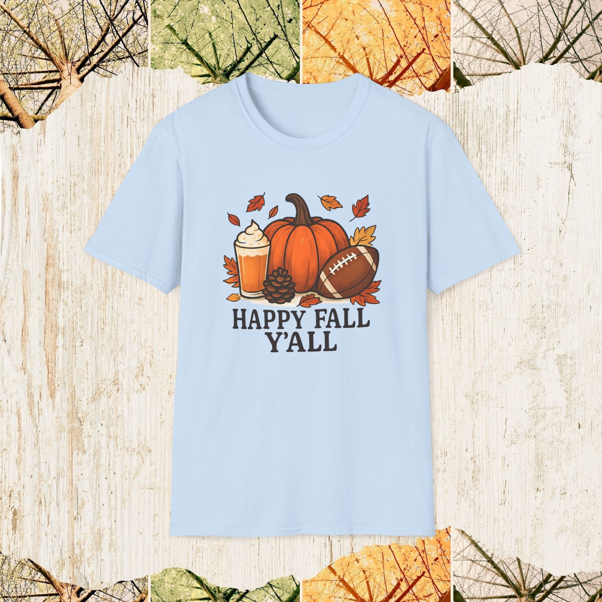 Happy Fall Y’all Cozy Autumn Shirt, Pumpkin Spice Tee, Thanksgiving & Fall Season Apparel