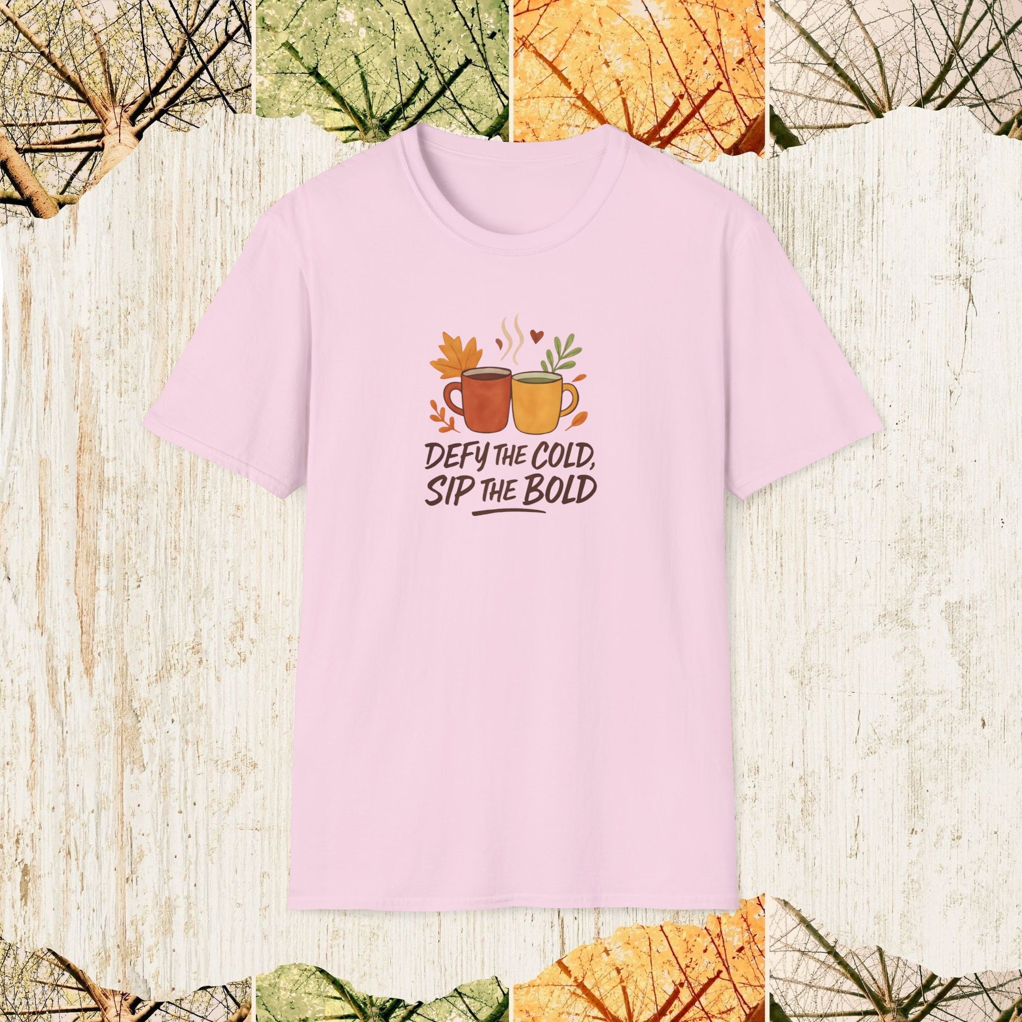 Defy the Cold Sip the Bold Coffee Lover Shirt, Autumn Winter Cozy Tee, Caffeine Vibes Apparel