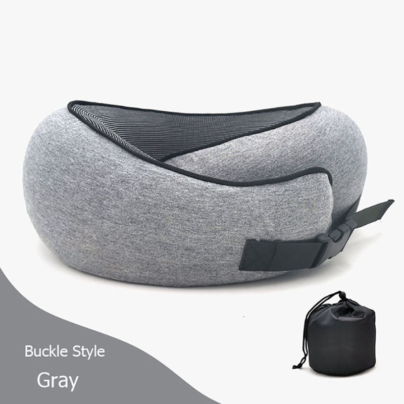 Memory Foam Travel Neck Pillow U-Shaped Ergonomic Support with Chin Strap & Anti-Slip Portable for Planes, Cars, Office