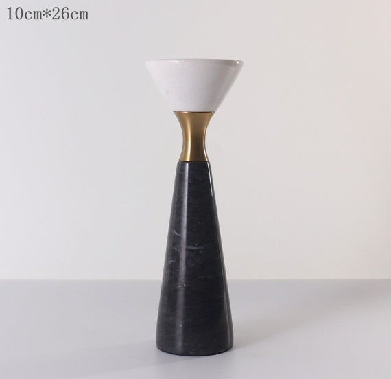 Elegant Marble & Metal Candlestick – Handcrafted Dinner Table Decor for Luxury Gifting