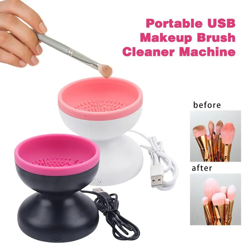 All-in-One Electric Makeup Brush Cleaner - No-Assembly, Travel-Friendly, Deep Clean Solution