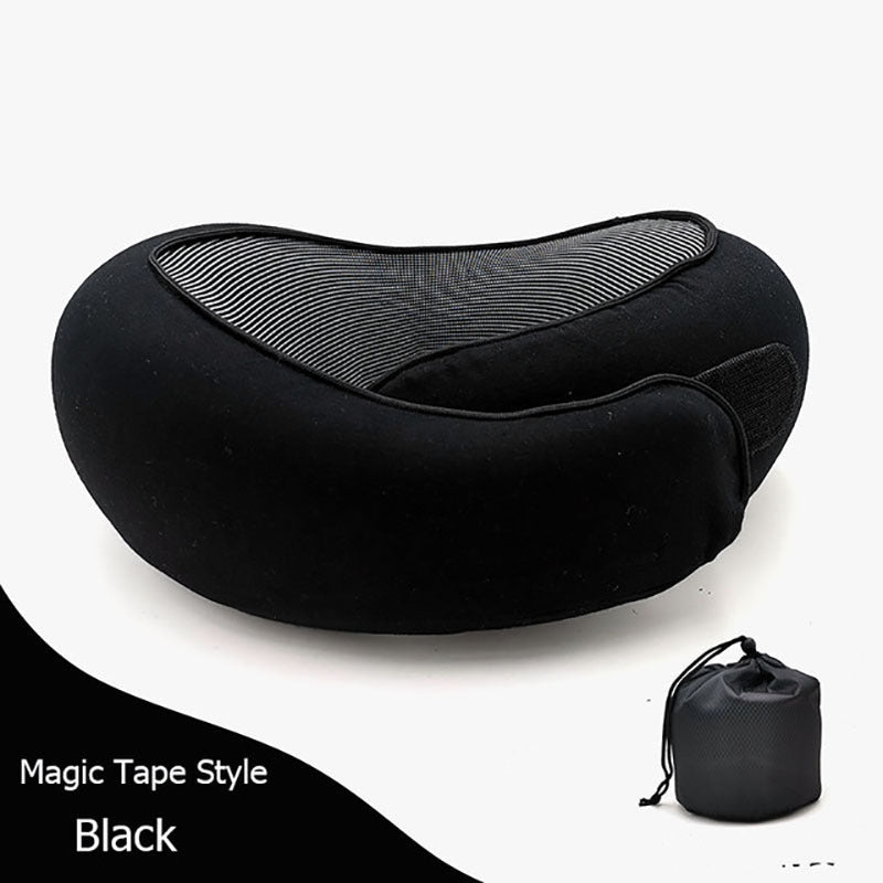 Memory Foam Travel Neck Pillow U-Shaped Ergonomic Support with Chin Strap & Anti-Slip Portable for Planes, Cars, Office