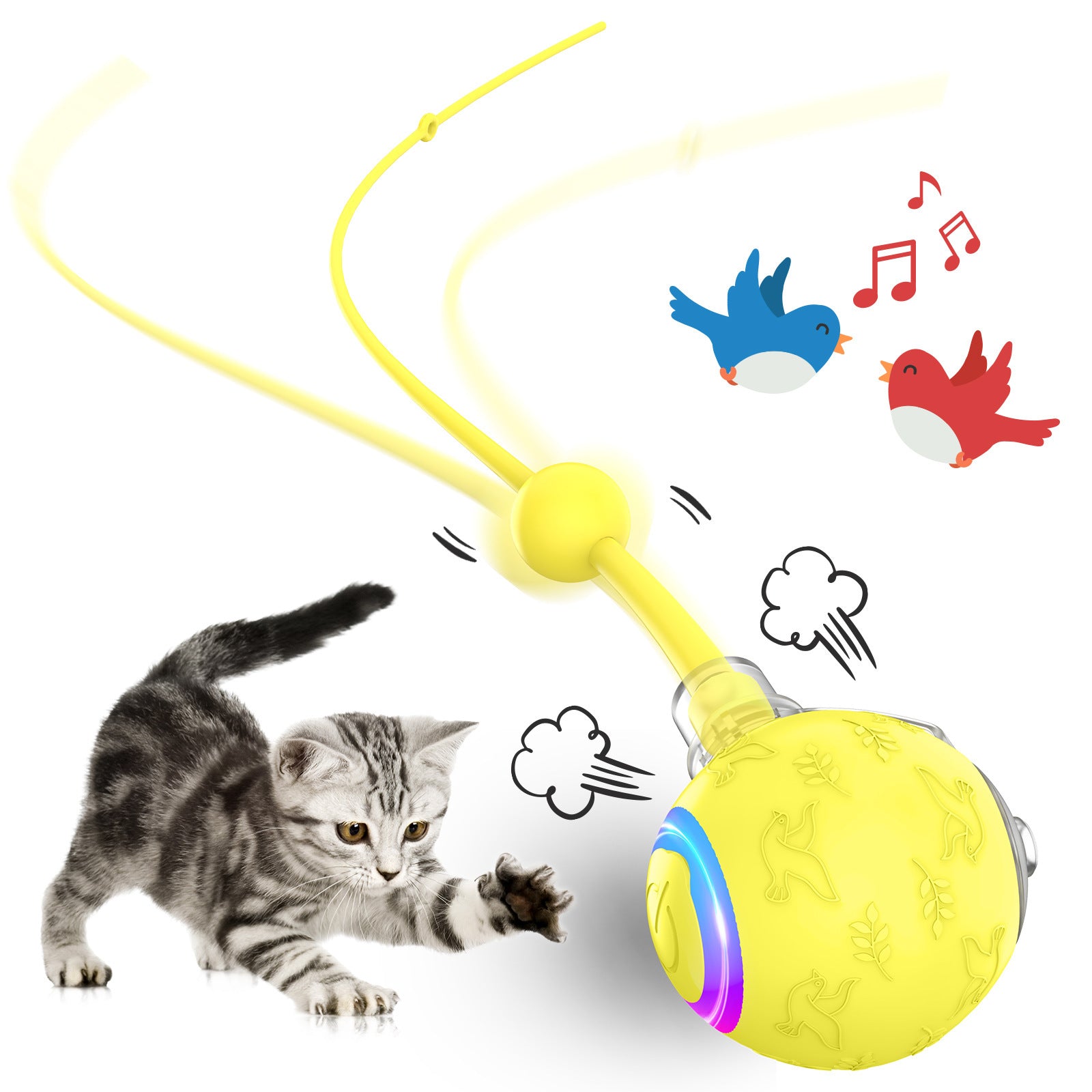 Self-Moving Gravity Cat Toy - Automatic Rope Teaser with Smart Motion Sensor for Playful Cats