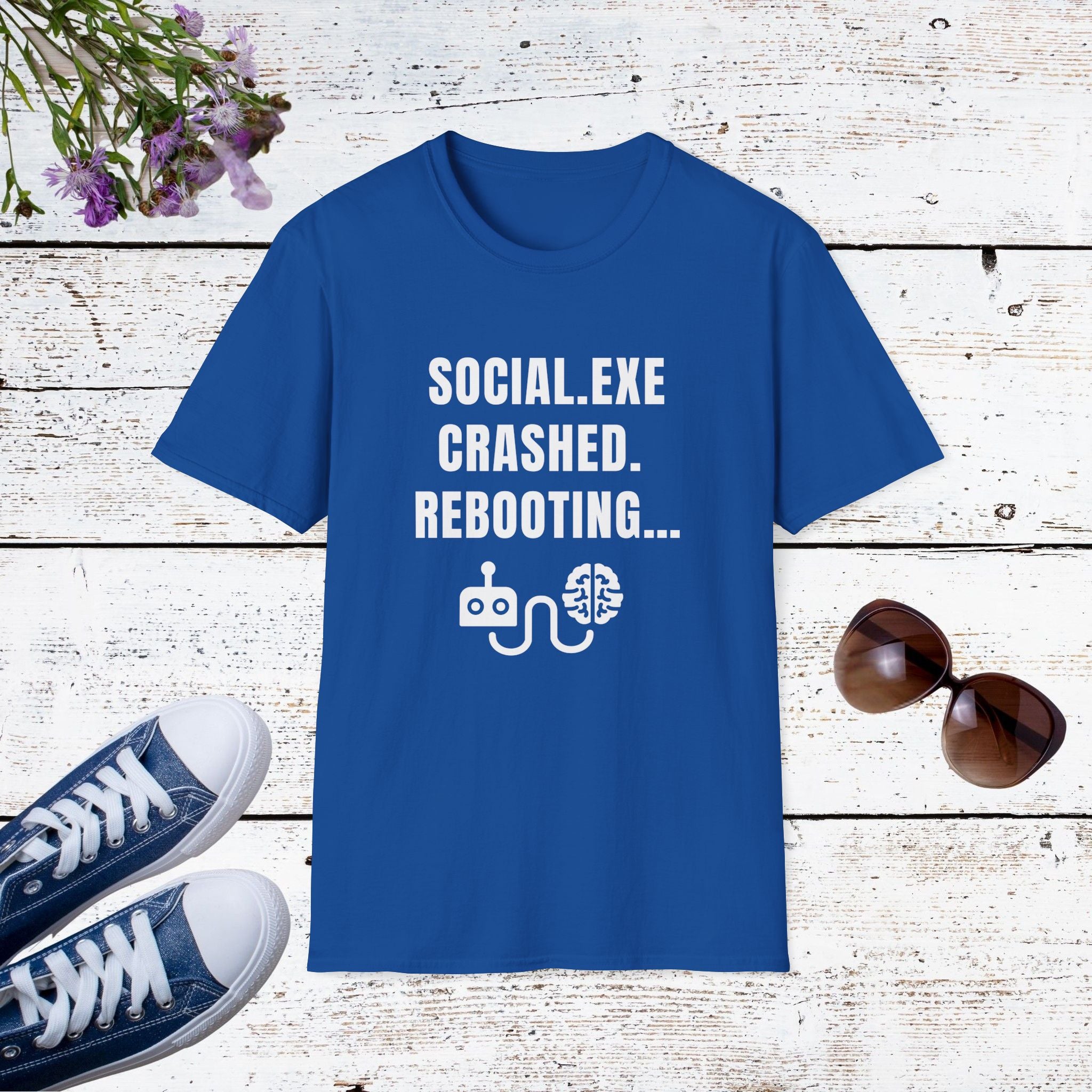 Social.exe Crashed. Rebooting…  Funny Introvert Tech Humor Shirt, Casual Wear, Gamer Shirt, Birthday Gift