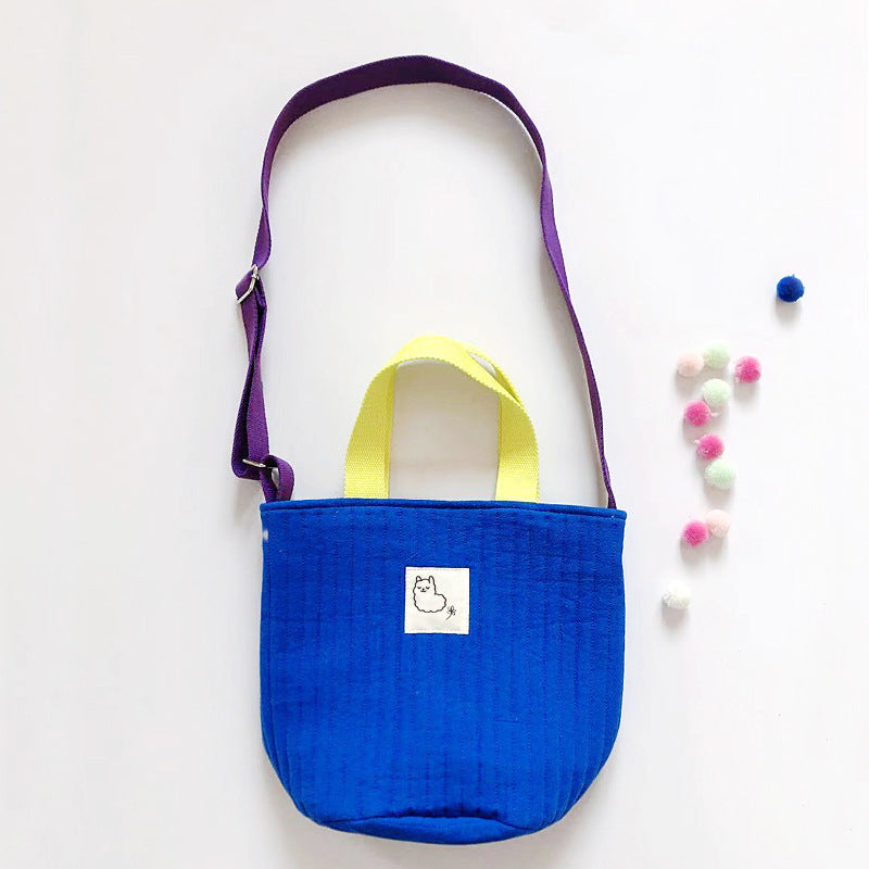 Women's Canvas Drawstring Bucket Bag – Diagonal Crossbody Canvas Bag - Fresh & Sweet Style with Contrast