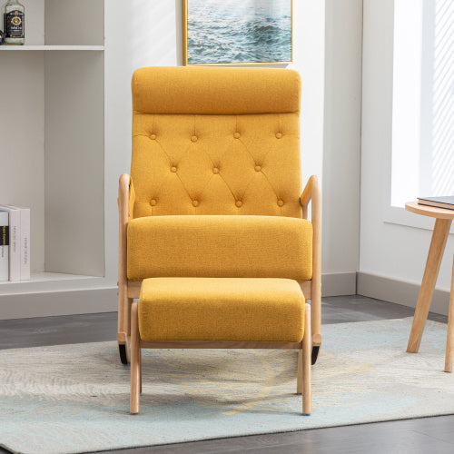 Comfort Rocker & Ottoman Set – Upholstered Gliding Armchair with Wooden Base for Home or Nursery