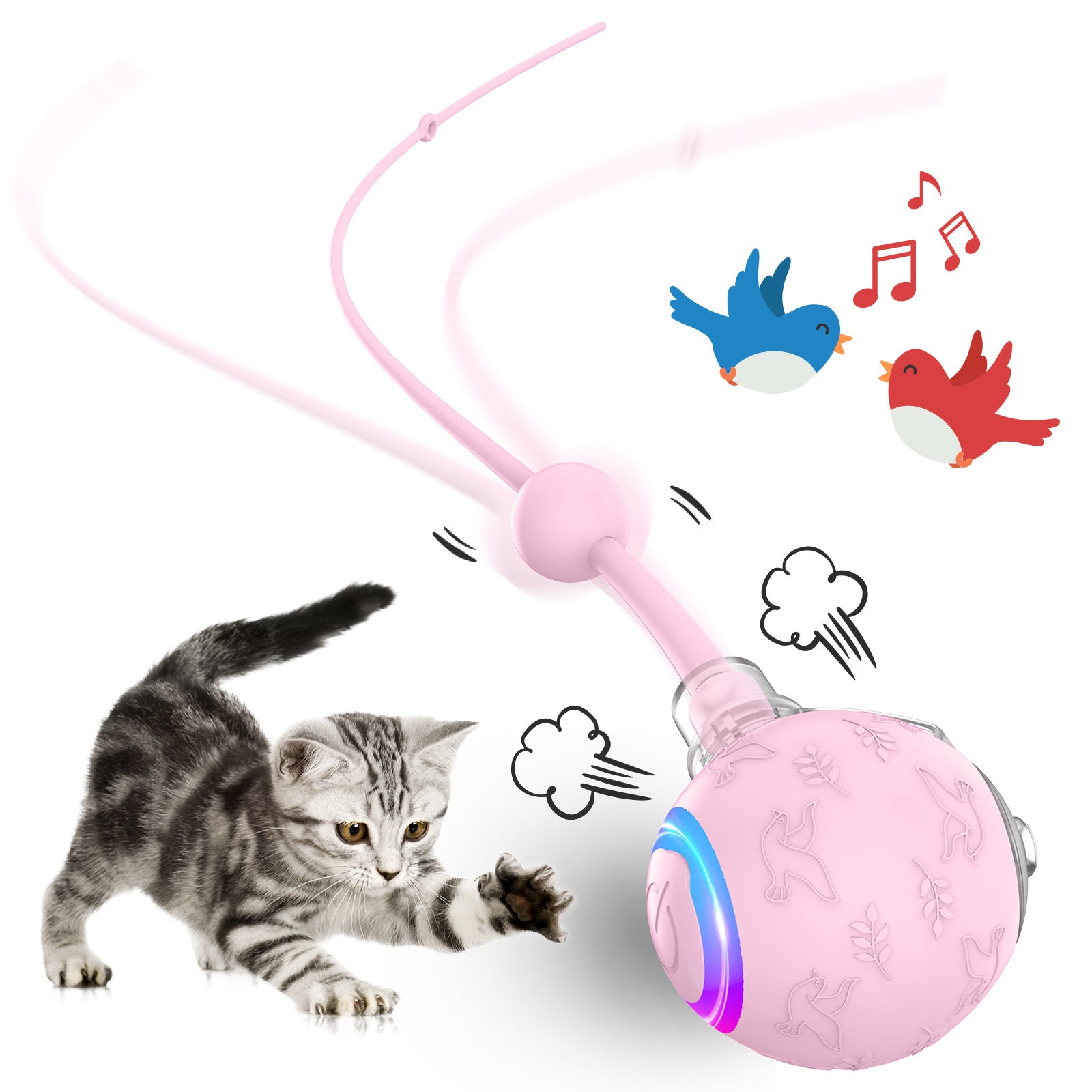 Self-Moving Gravity Cat Toy - Automatic Rope Teaser with Smart Motion Sensor for Playful Cats
