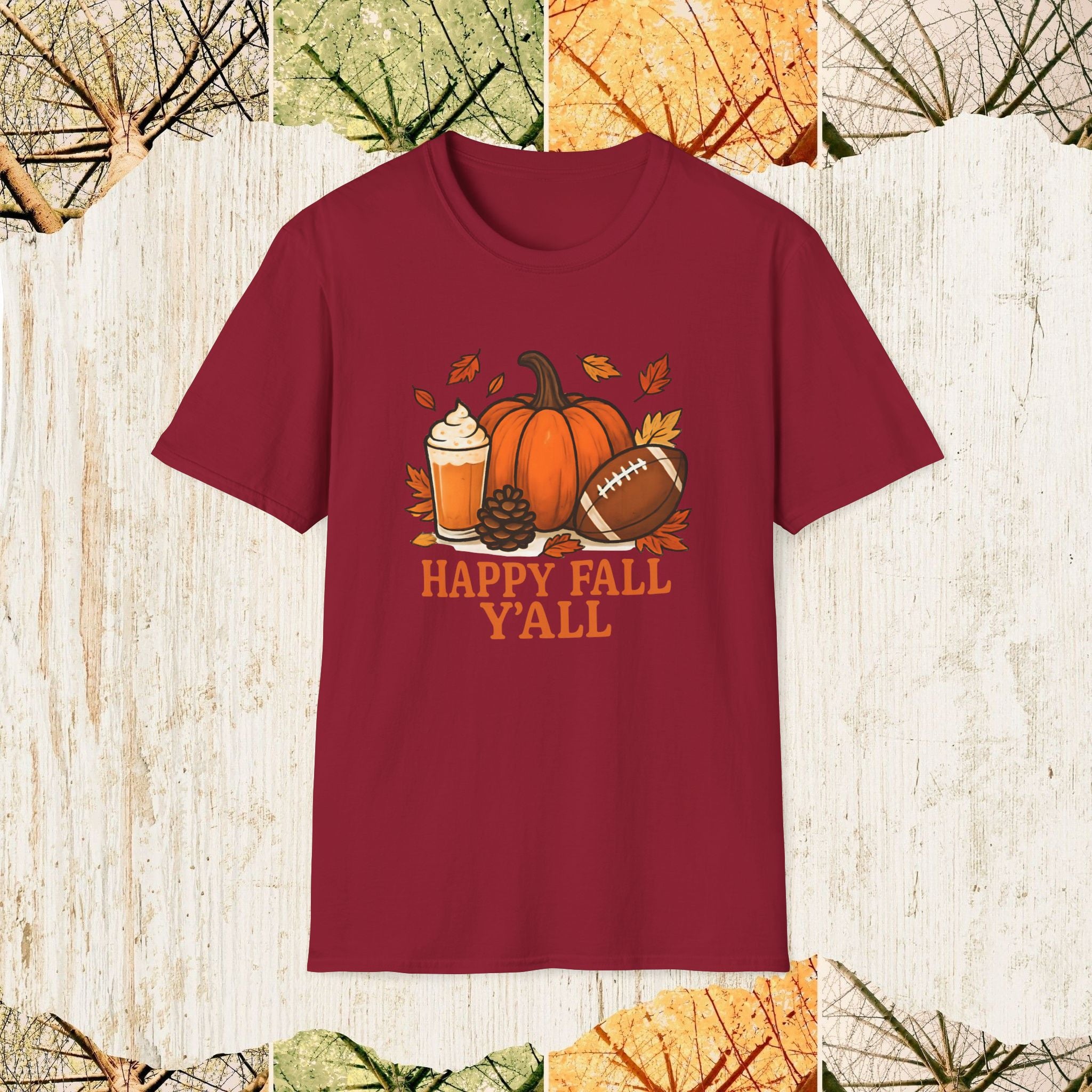 Happy Fall Y’all Cozy Autumn Shirt, Pumpkin Spice Tee, Thanksgiving & Fall Season Apparel