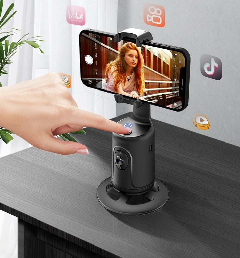 360° AI Auto Face Tracking Phone Holder - Gesture-Controlled Gimbal for Hands-Free Vlogging, Live Streaming & Content Creation - No App Needed
