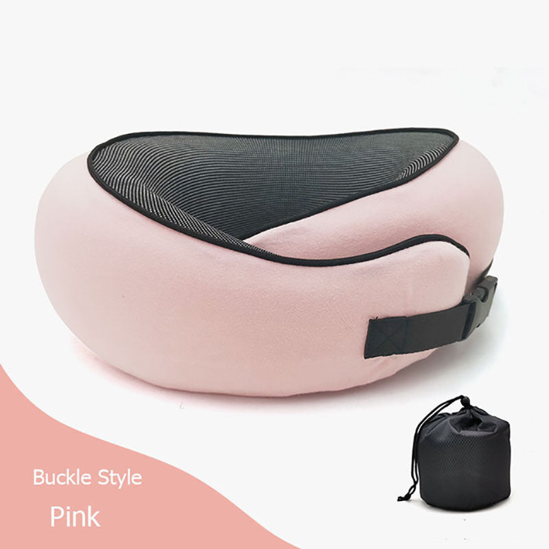 Memory Foam Travel Neck Pillow U-Shaped Ergonomic Support with Chin Strap & Anti-Slip Portable for Planes, Cars, Office