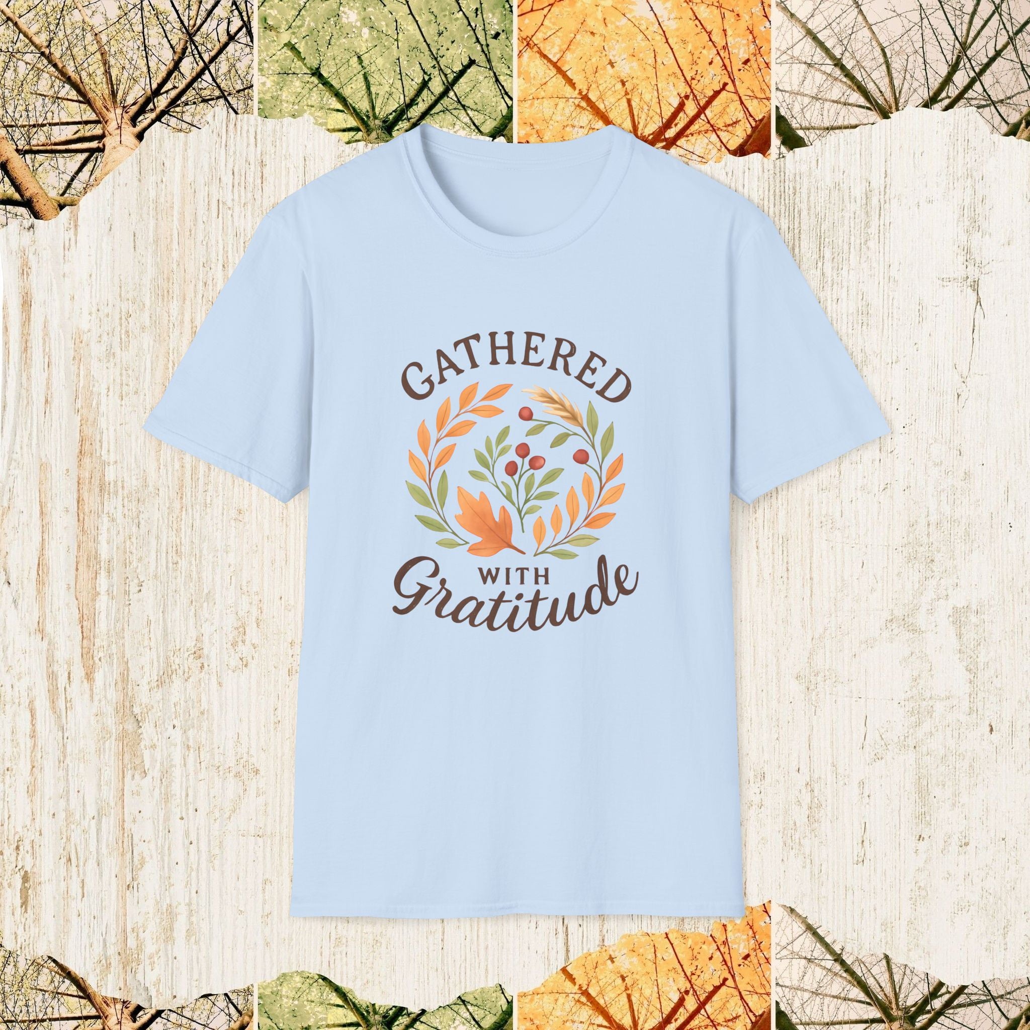 Gathered with Gratitude Thanksgiving Shirt, Autumn Cozy Tee, Family Gathering Apparel