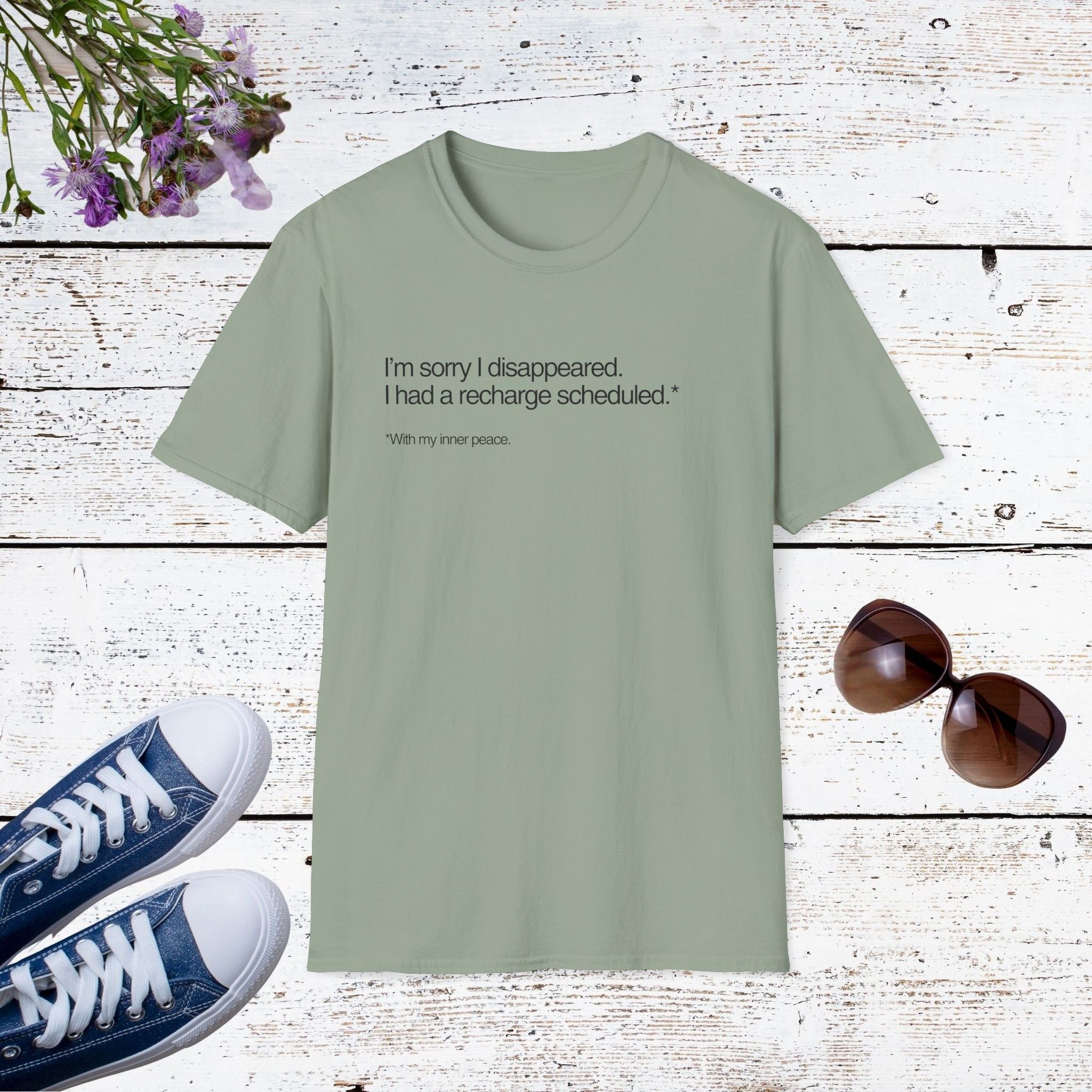 I’m Sorry I Disappeared Funny Introvert Recharge Shirt, Social Battery Humor Tee, Self-Care Gift