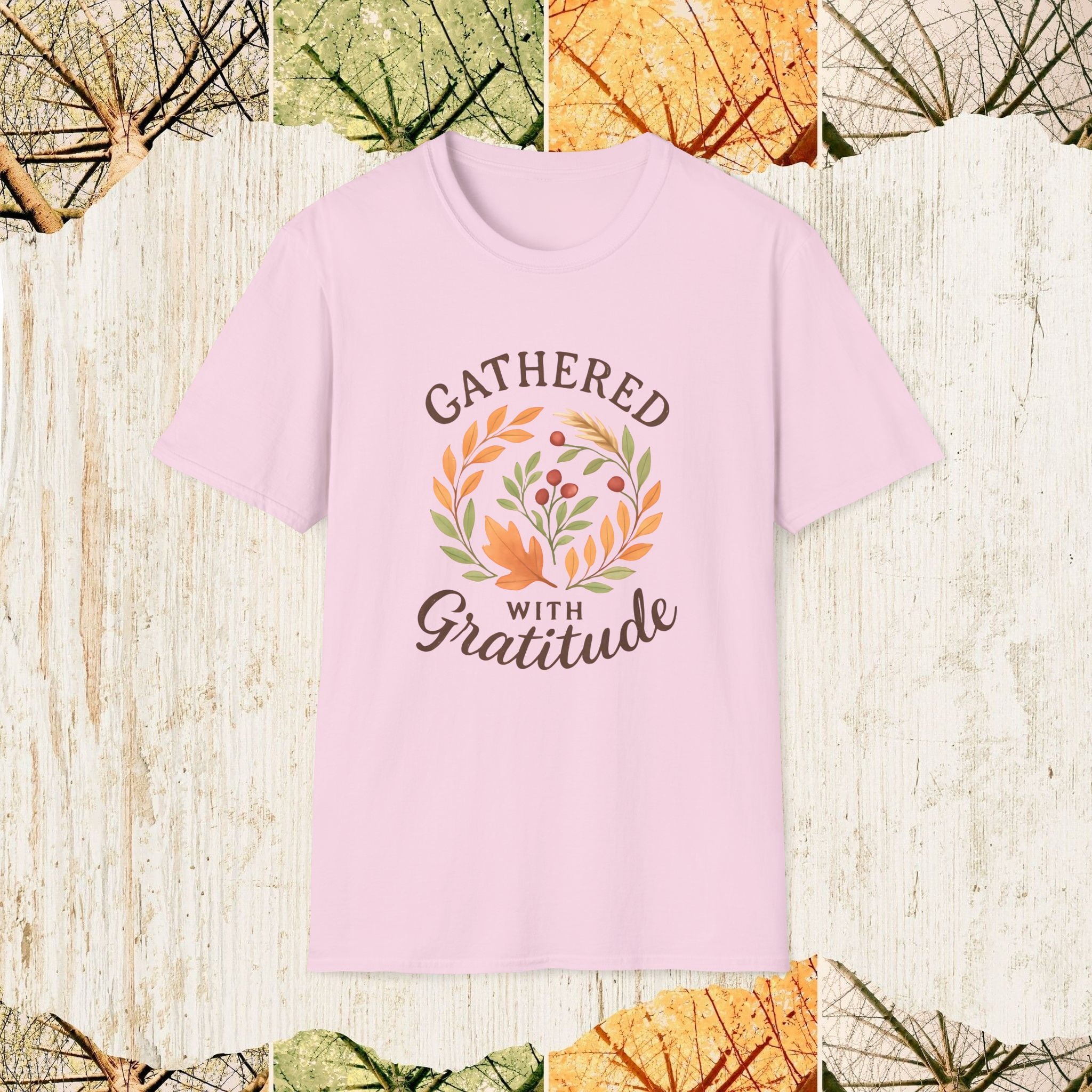 Gathered with Gratitude Thanksgiving Shirt, Autumn Cozy Tee, Family Gathering Apparel